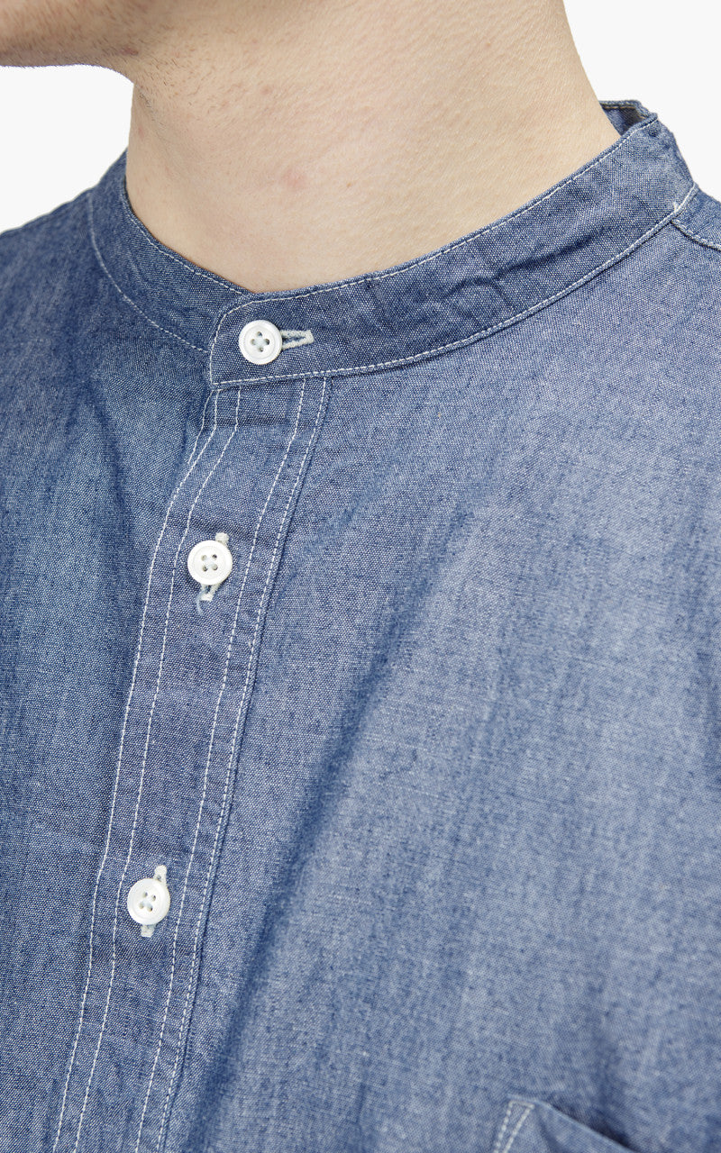Fullcount 4065-1 Relax Chambray Band Collar Long Shirt Indigo