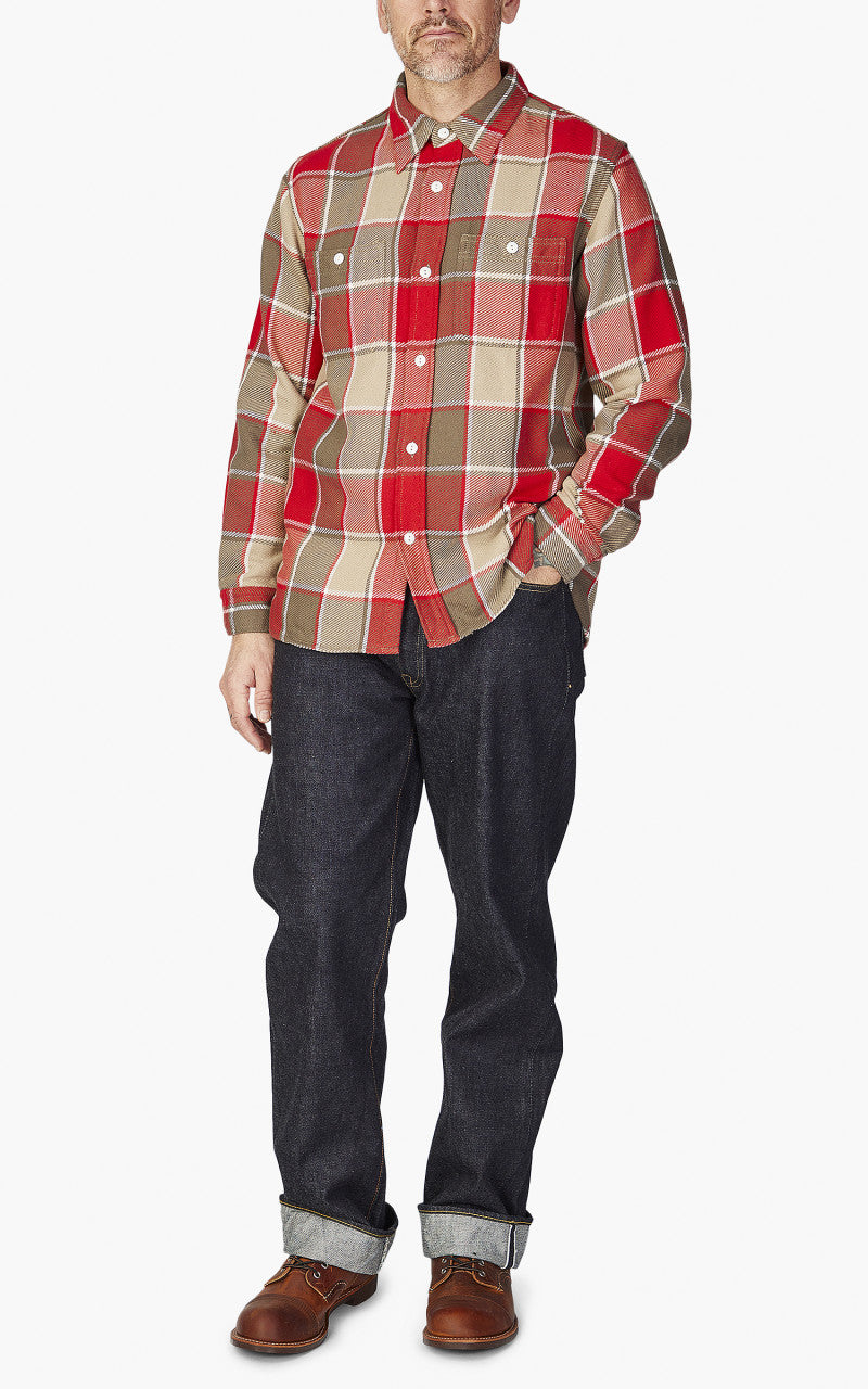 Fullcount 4077 Original Check Cotton Flannel Shirt Red/Beige