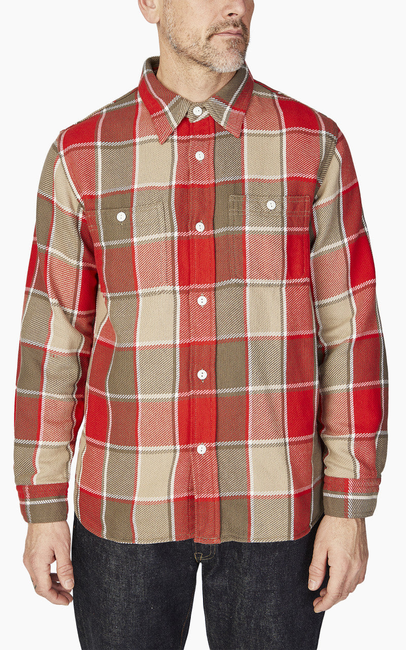 Fullcount 4077 Original Check Cotton Flannel Shirt Red/Beige