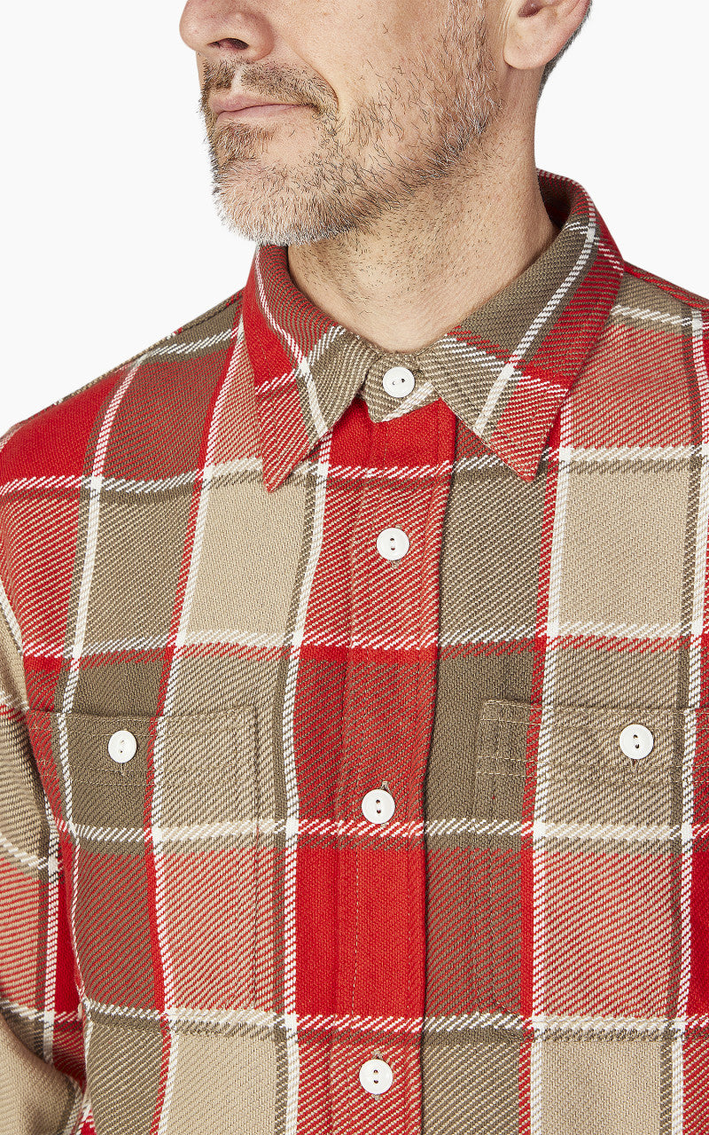 Fullcount 4077 Original Check Cotton Flannel Shirt Red/Beige