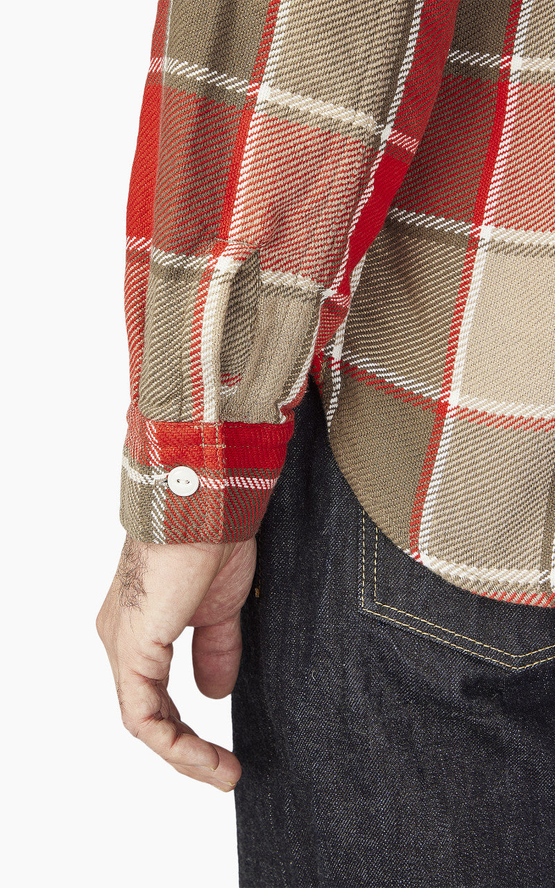 Fullcount 4077 Original Check Cotton Flannel Shirt Red/Beige