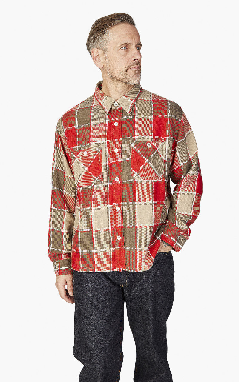 Fullcount 4078 Original Check Cotton Flannel Square Red/Beige