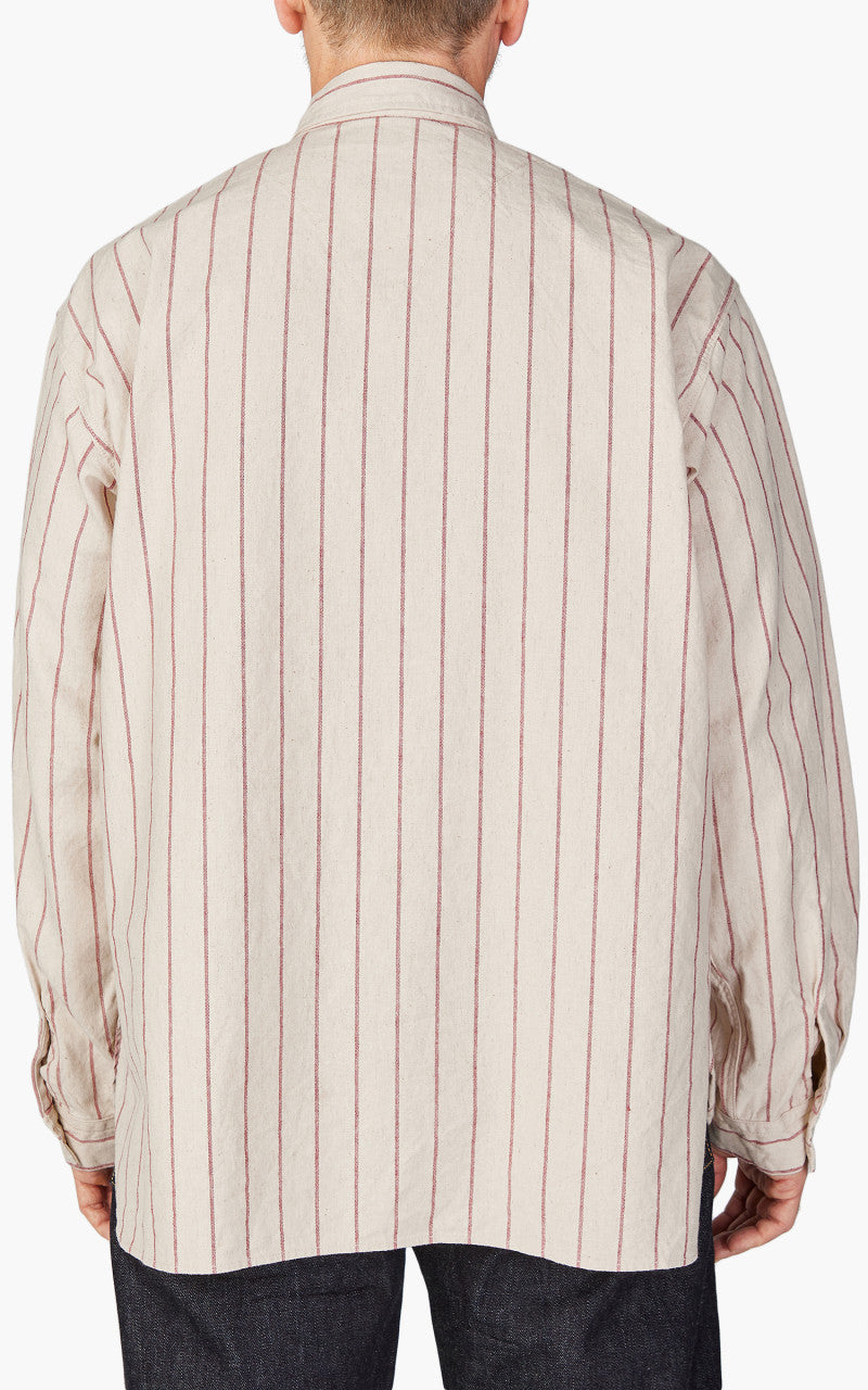 Fullcount 4080 Baseball Stripe Pullover Shirt Ecru Red
