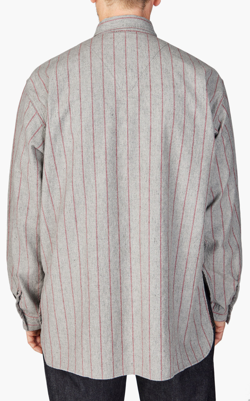 Fullcount 4080 Baseball Stripe Pullover Shirt Gray Red