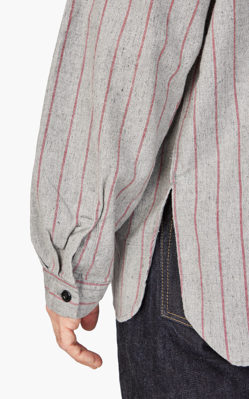 Fullcount 4080 Baseball Stripe Pullover Shirt Gray Red