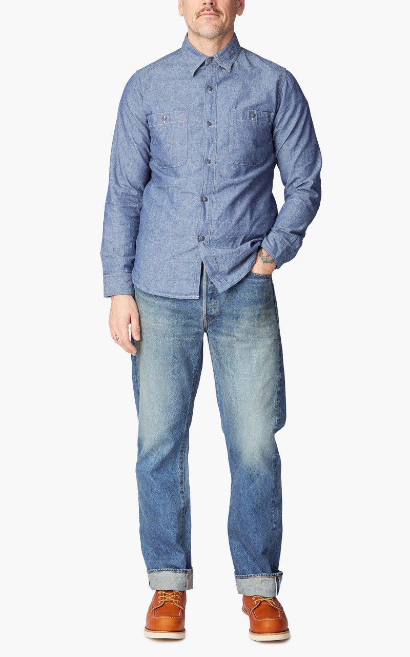 Fullcount 1102-Fade Straight Selvedge Denim Washed Indigo