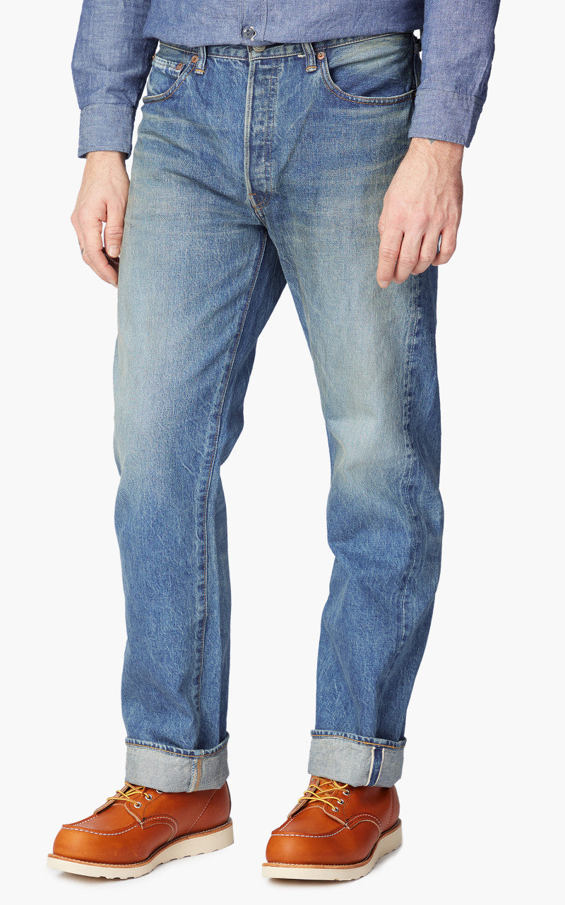 Fullcount 1102-Fade Straight Selvedge Denim Washed Indigo