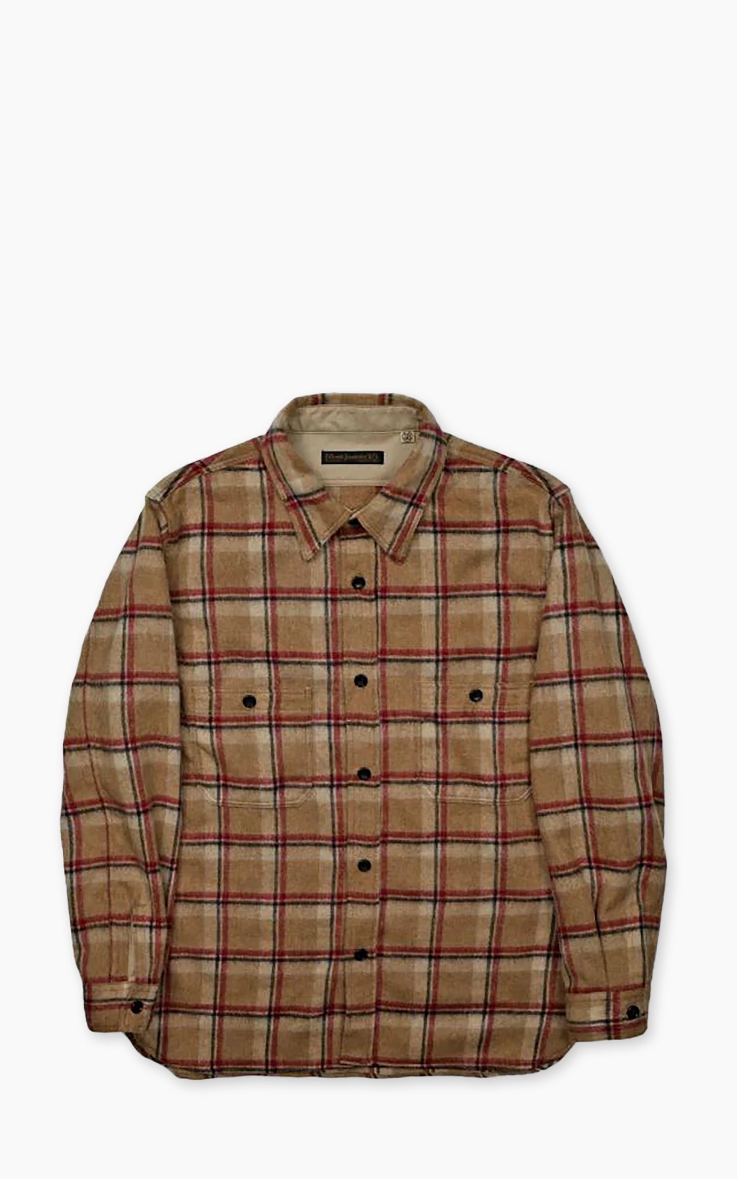 Fullcount 4096 Wool Shaggy Check Work Shirt Beige