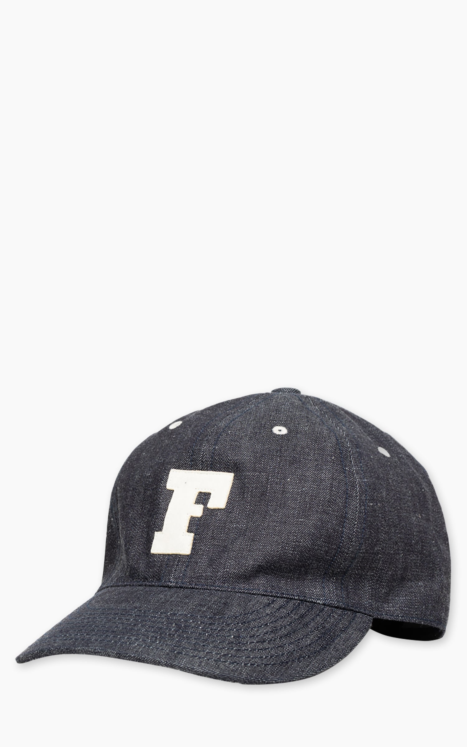 Fullcount 6 Panel Denim Baseball Cap 'F' Patch Indigo