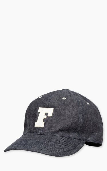 Fullcount 6 Panel Denim Baseball Cap 'F' Patch Indigo Blue