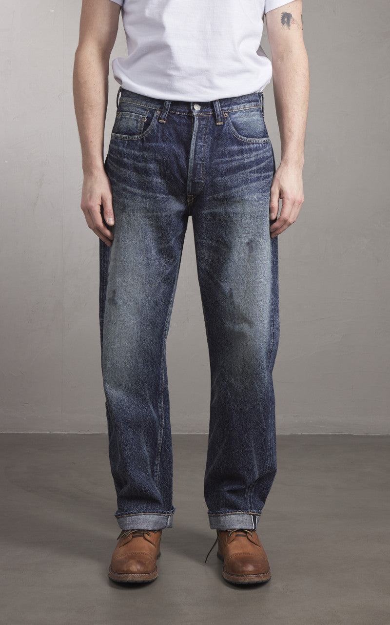 Fullcount 1345-0105 Wide Denim Fear Of The Dark Washed Indigo Blue