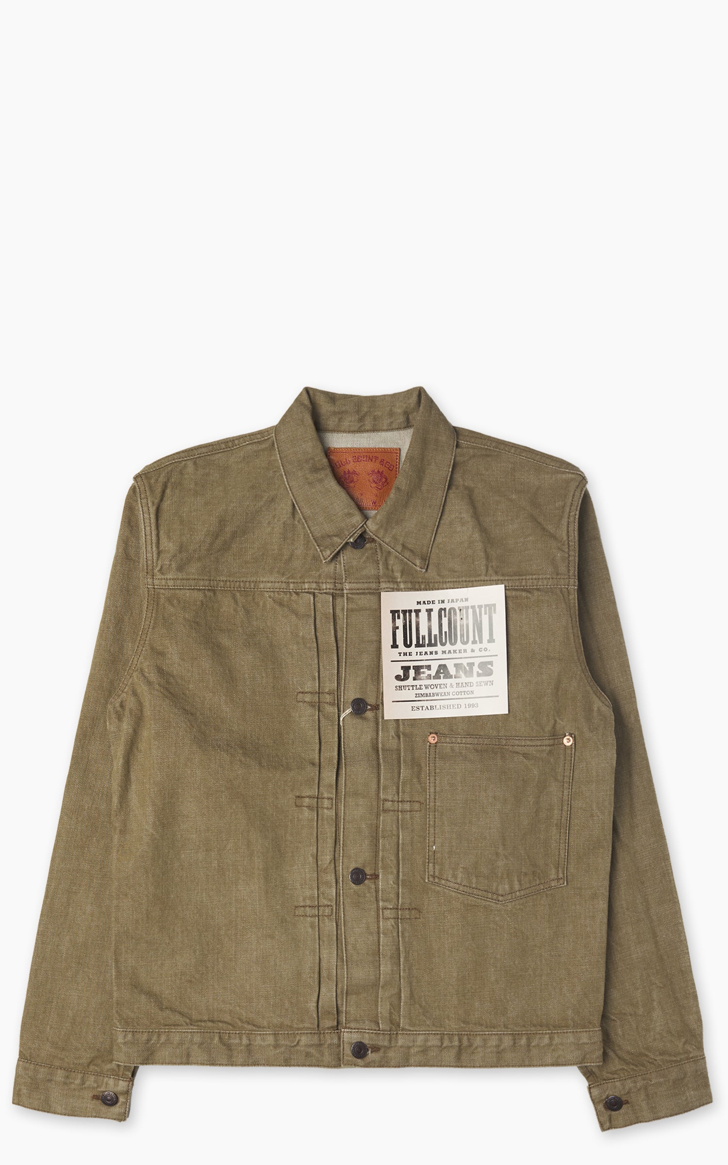 Fullcount 2107OD Type 1 Selvedge Denim Jacket Olive Drab
