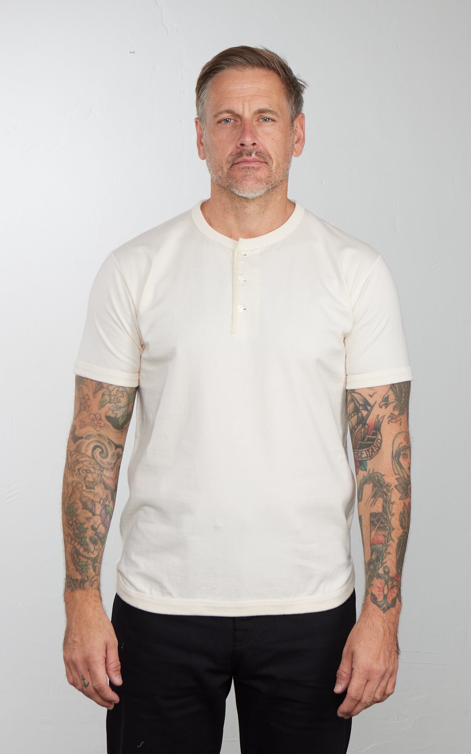 Fullcount 5222H-21 Flat Seam Heavyweight Henley T-Shirt Ecru