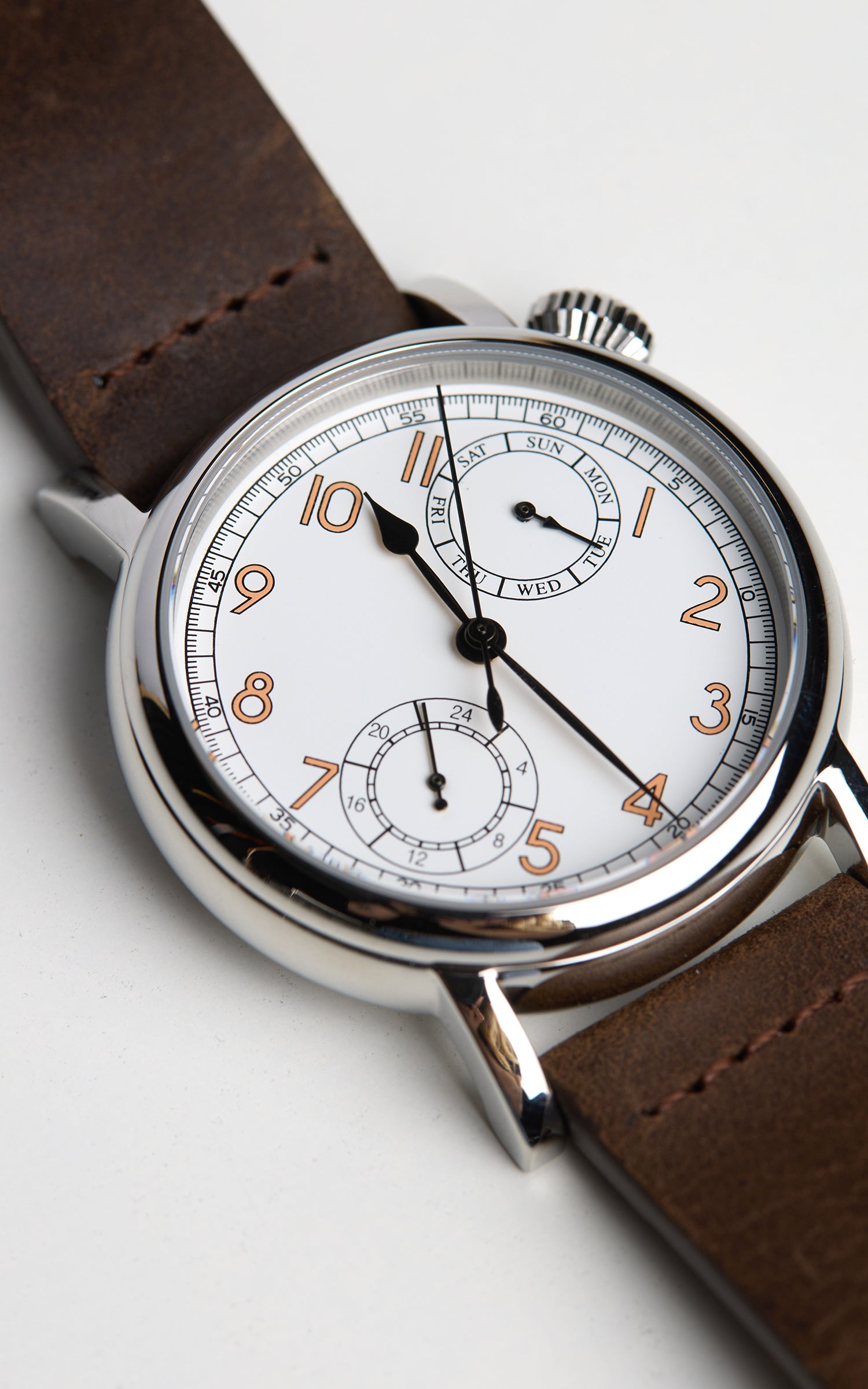 M.R.M.W. Type A-7 Aviation Hack Watch Leather Strap White