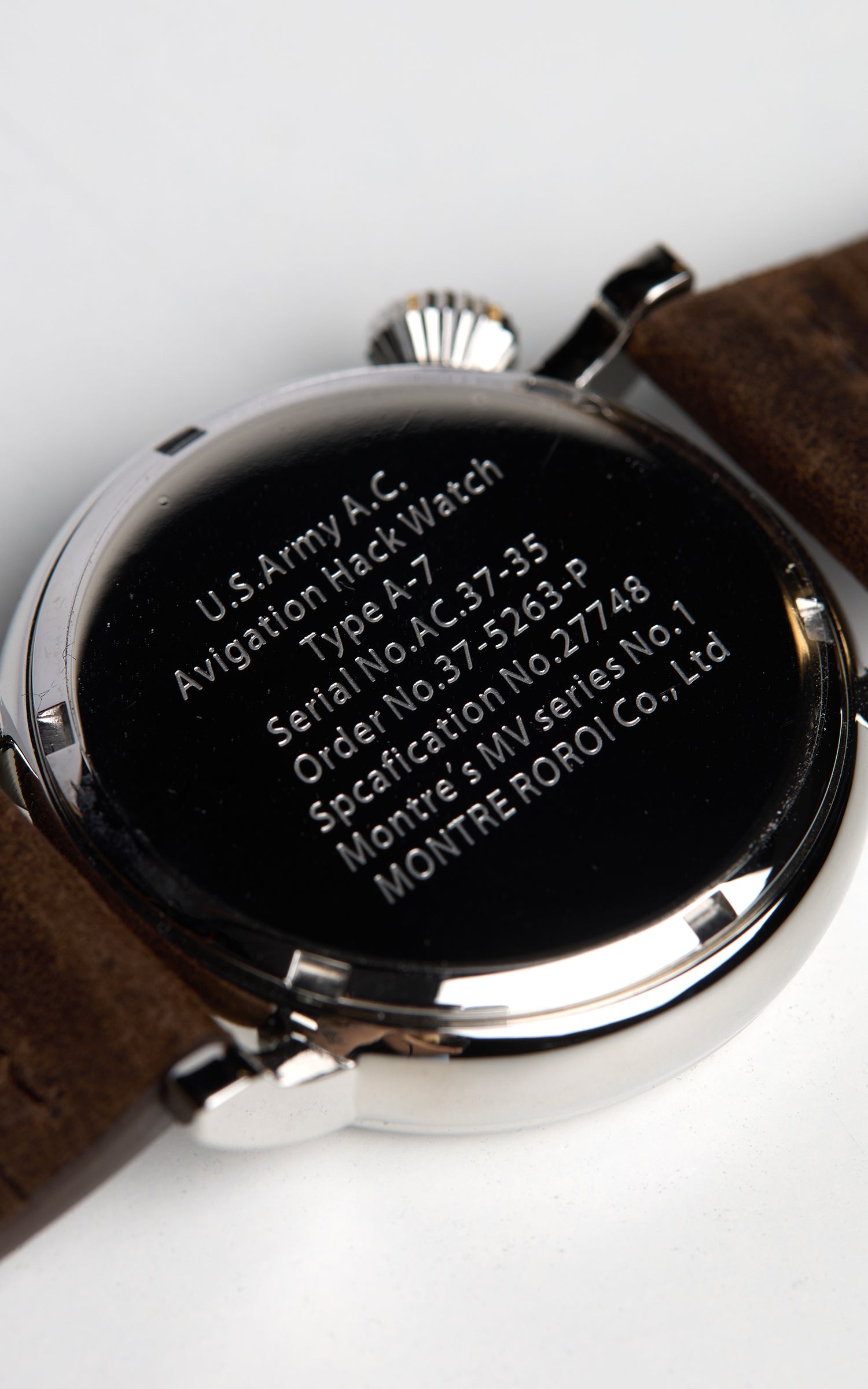 M.R.M.W. Type A-7 Aviation Hack Watch Leather Strap White