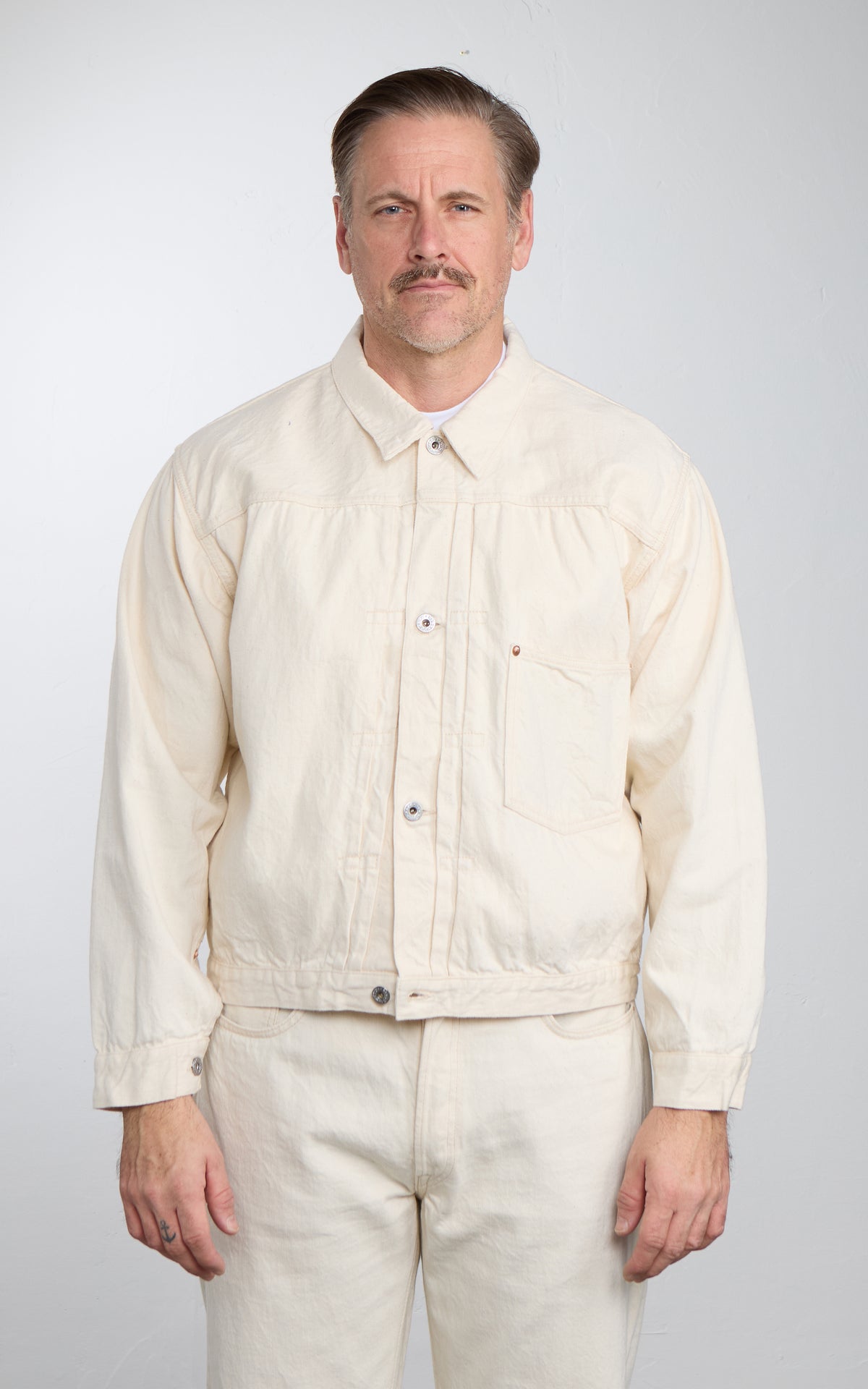 Fullcount S2107ECSSW WWII Model Type 1 Selvedge Denim Jacket One Wash Ecru