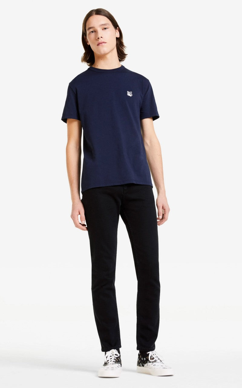 Maison Kitsuné Grey Fox Head Patch T-Shirt Navy