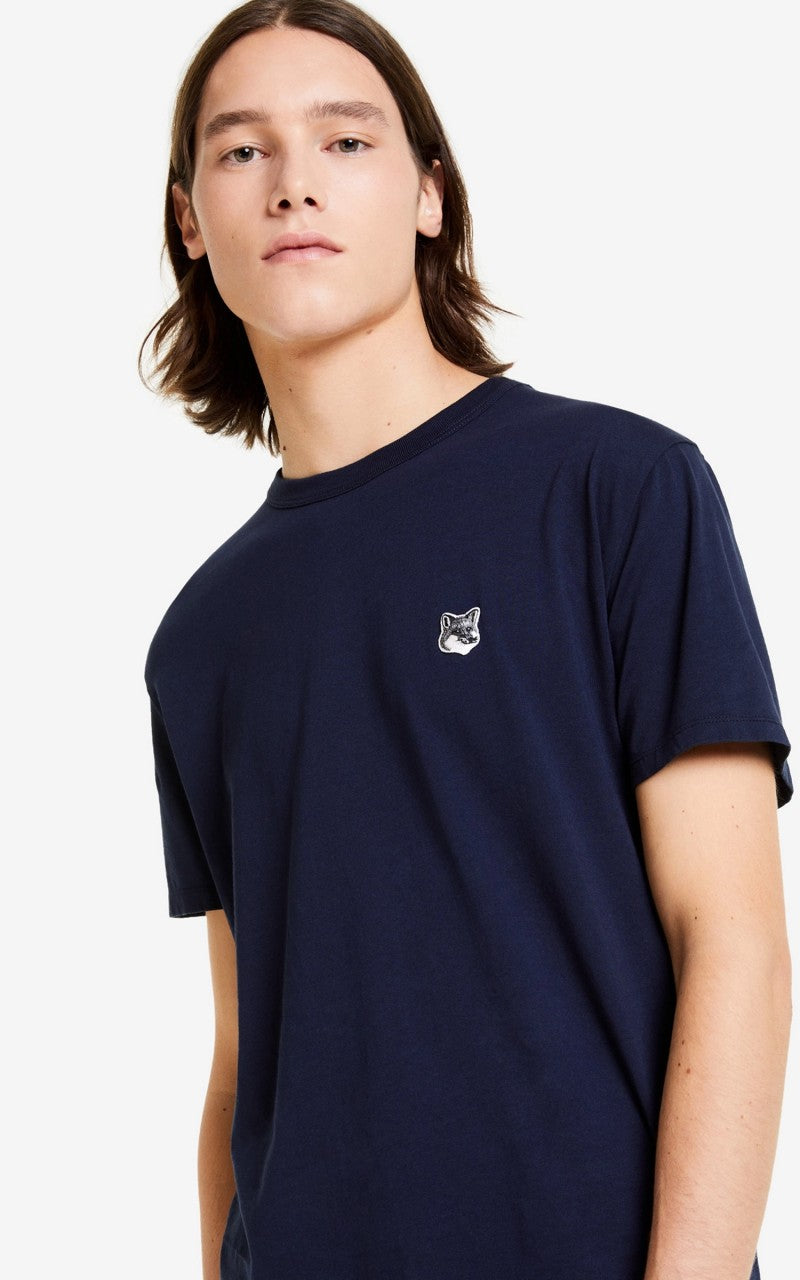 Maison Kitsuné Grey Fox Head Patch T-Shirt Navy