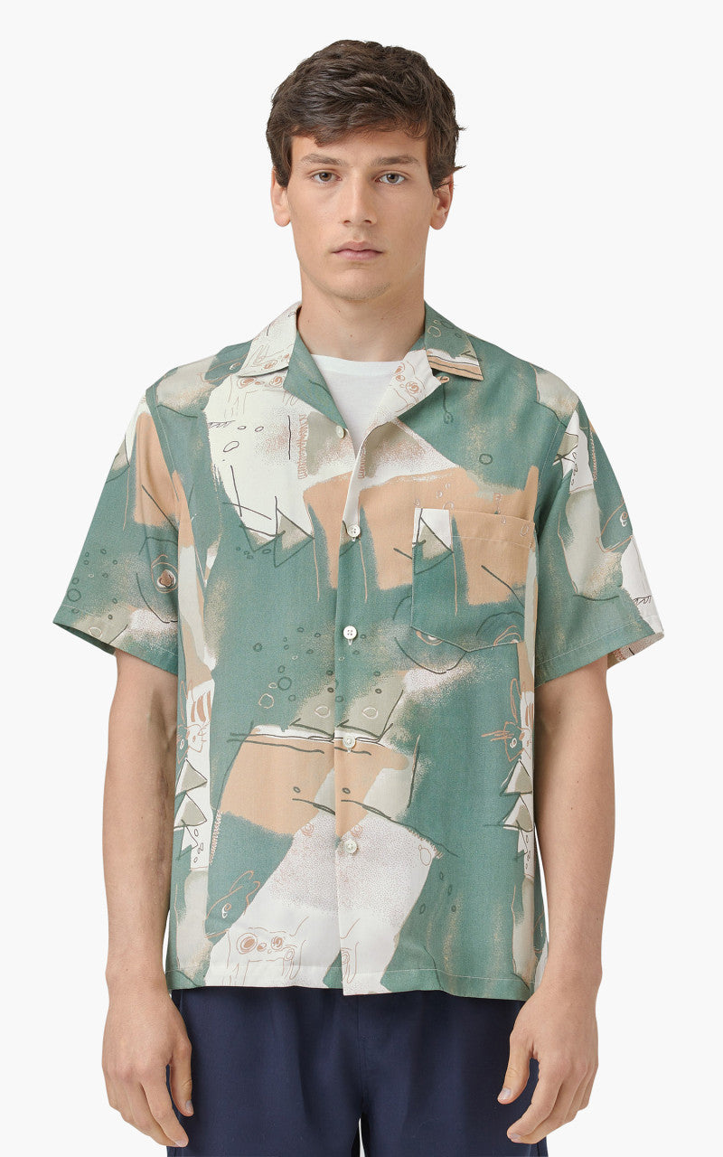 Portuguese Flannel Guache Camp Collar Shirt Green