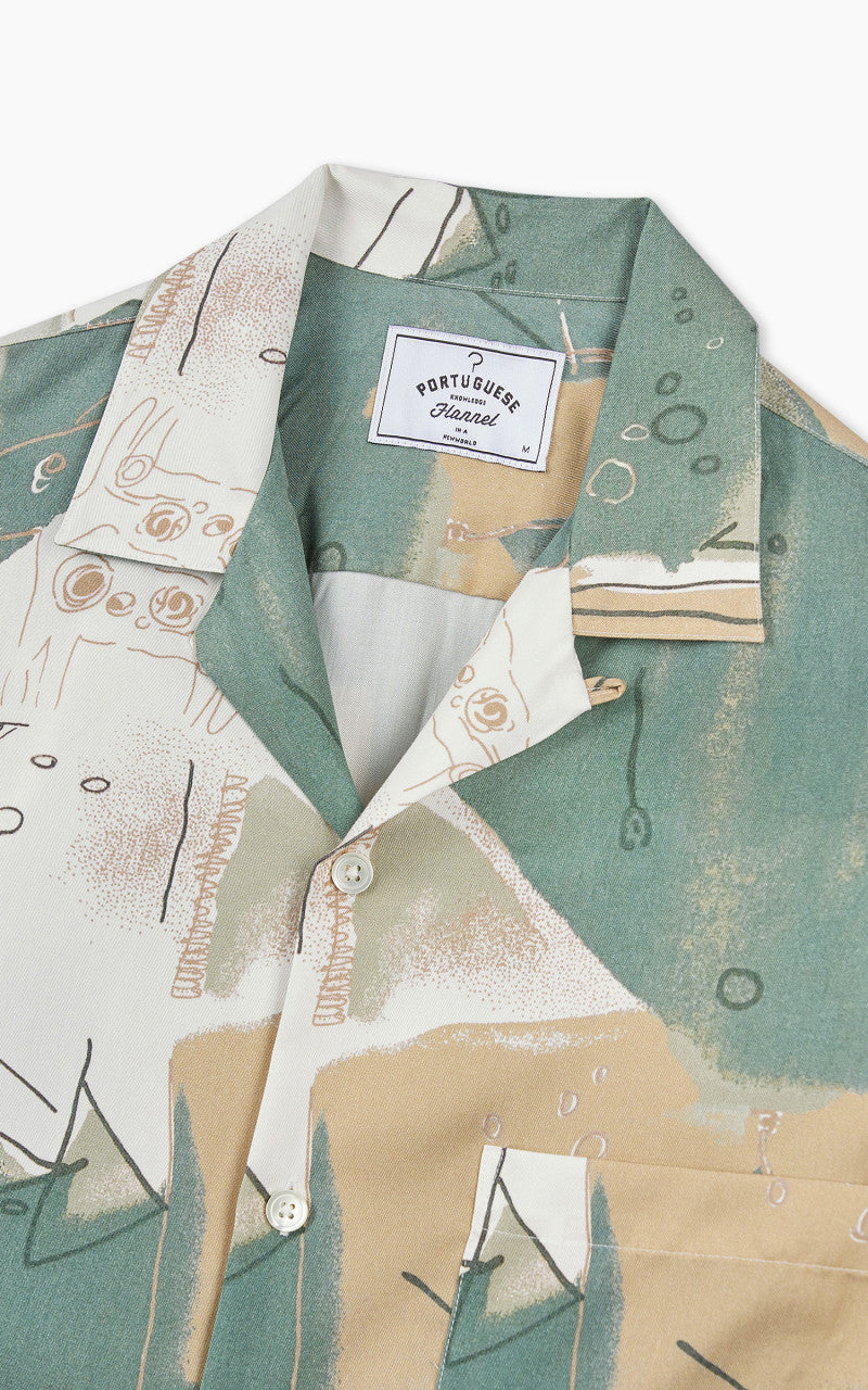 Portuguese Flannel Guache Camp Collar Shirt Green