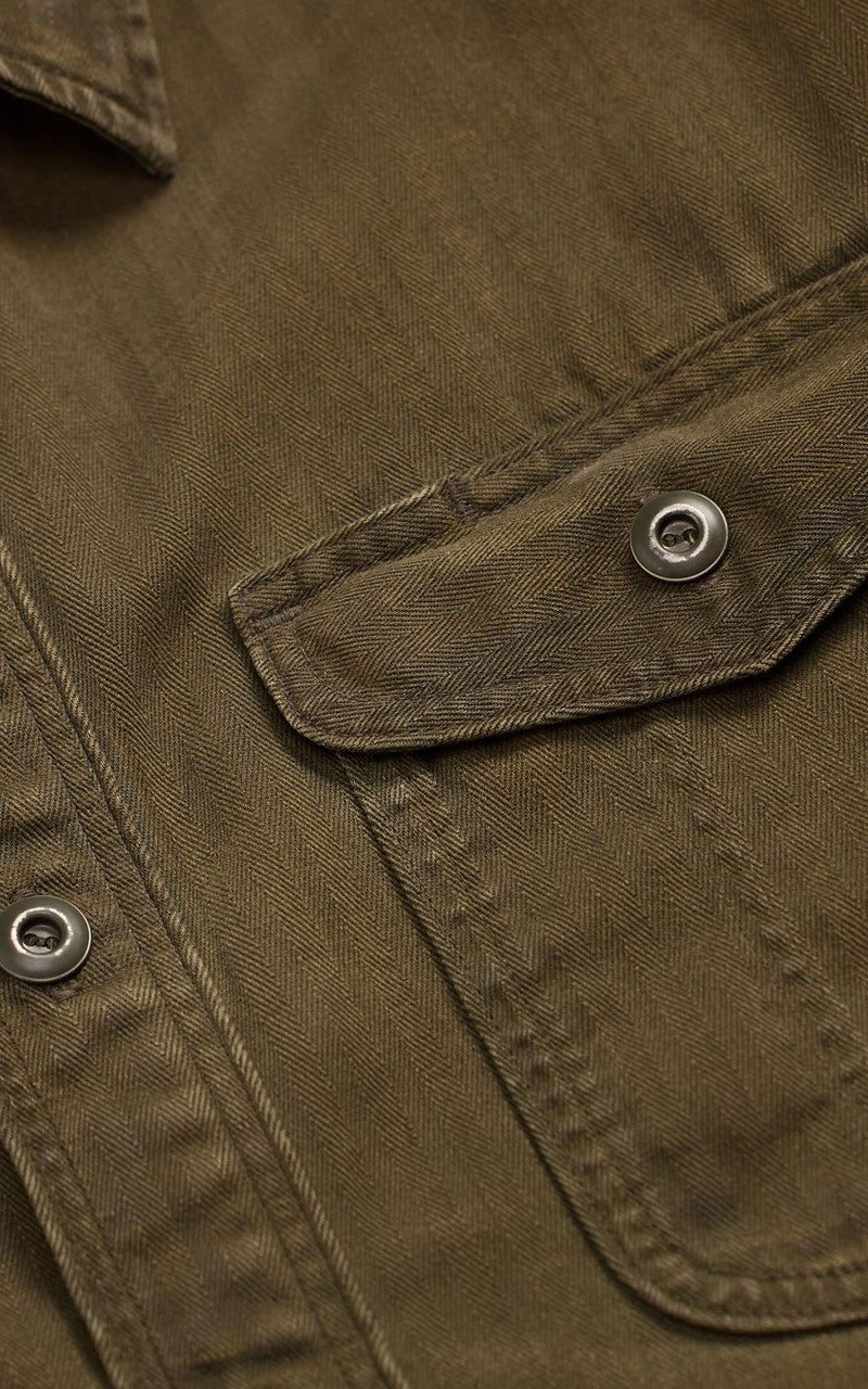 RRL Garment-Dyed Herringbone Twill Workshirt Dark Olive