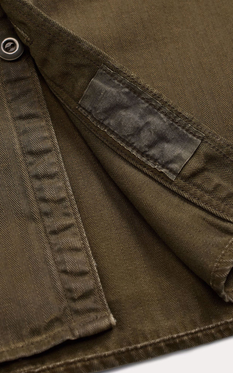 RRL Garment-Dyed Herringbone Twill Workshirt Dark Olive