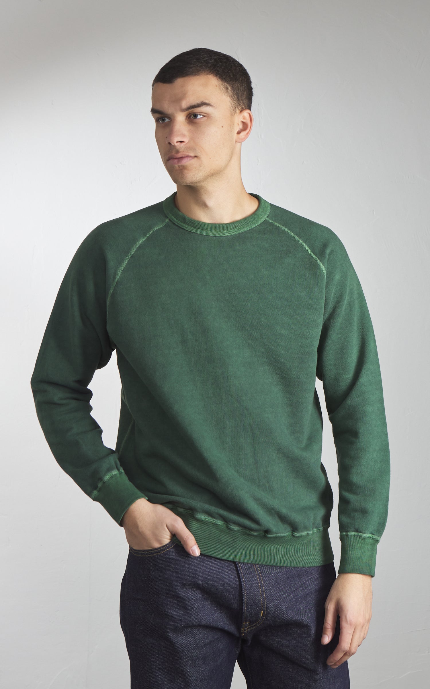 Good On Raglan Crew Sweatshirt P-Dark Green