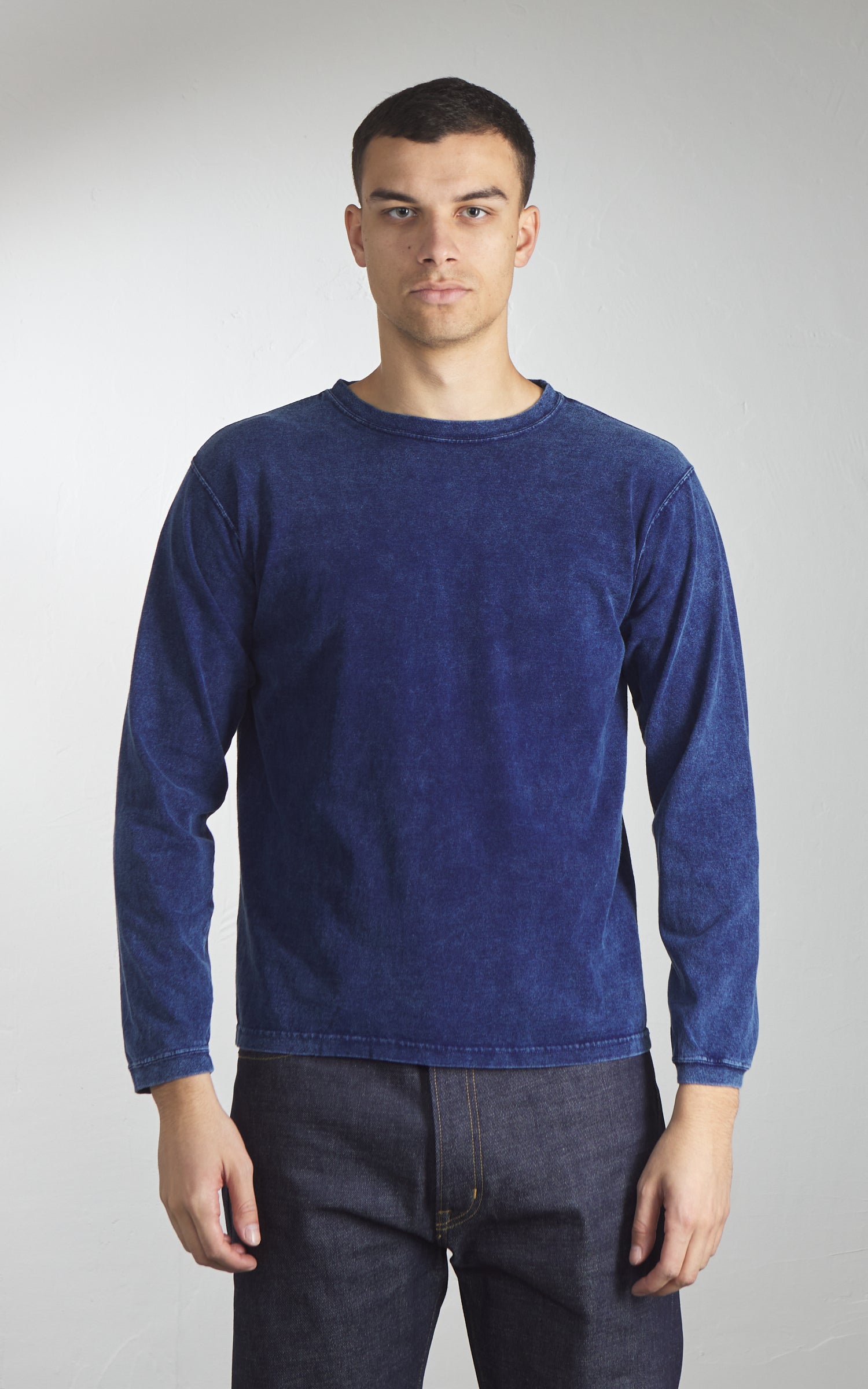 Good On L/S Crew T-Shirt Indigo Shave