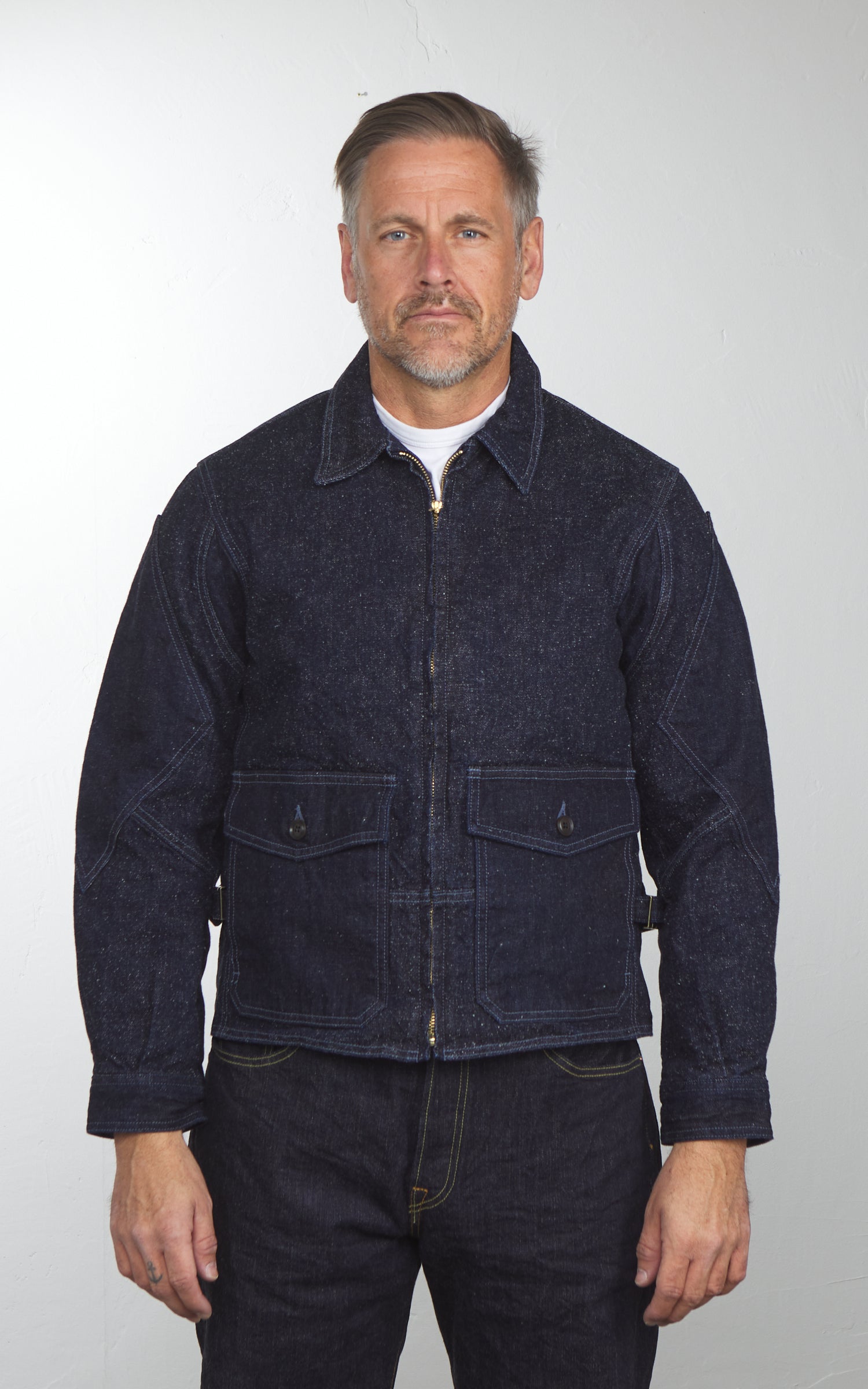 Jartazi サイクルジャケット M Graph Zero G8 Flight Jacket Denim Indigo