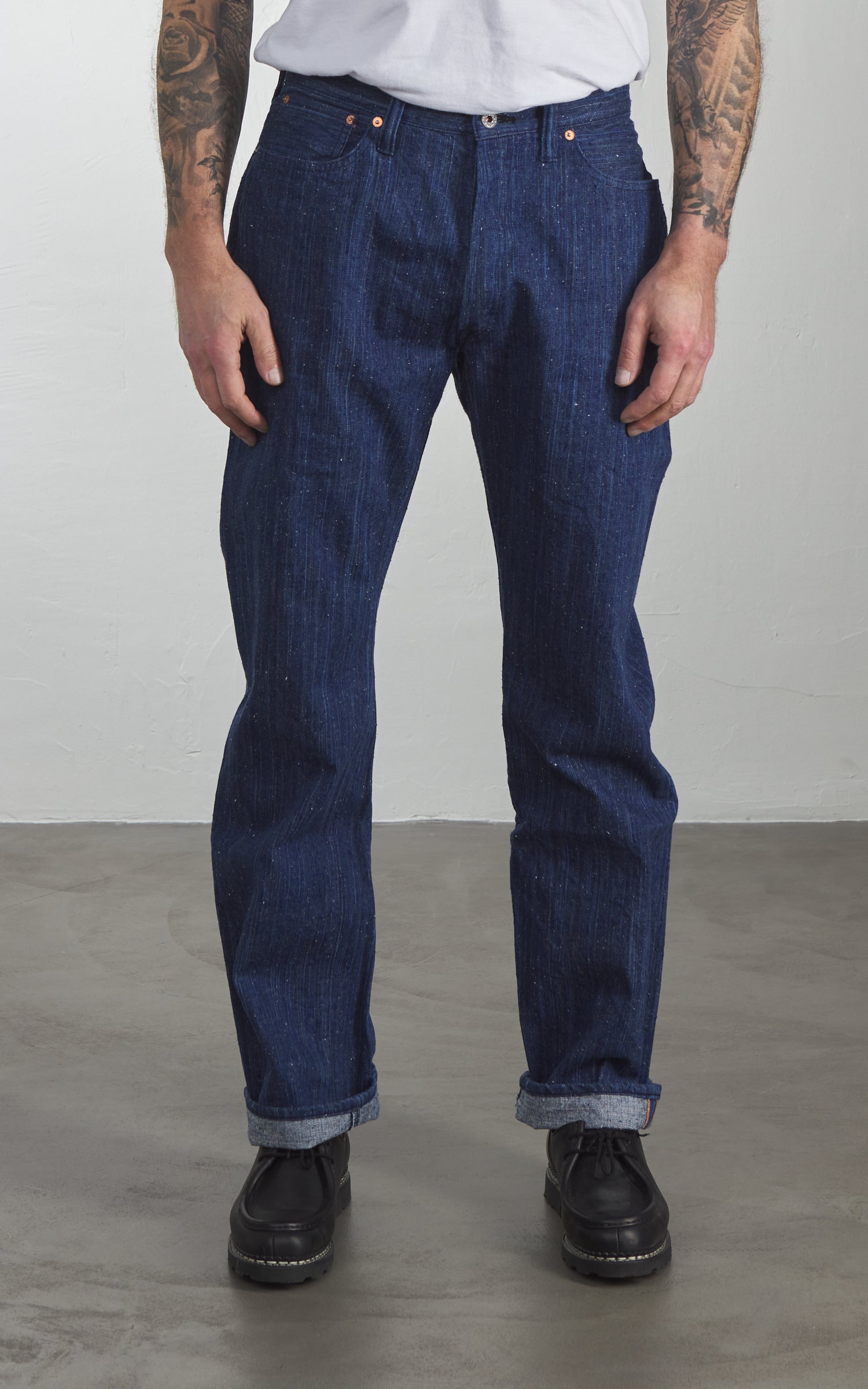 洋楽 Sha Slim Straight From Da Pen g-rap Graph Zero Skein Dyed Slim Straight Jeans Indigo 15oz