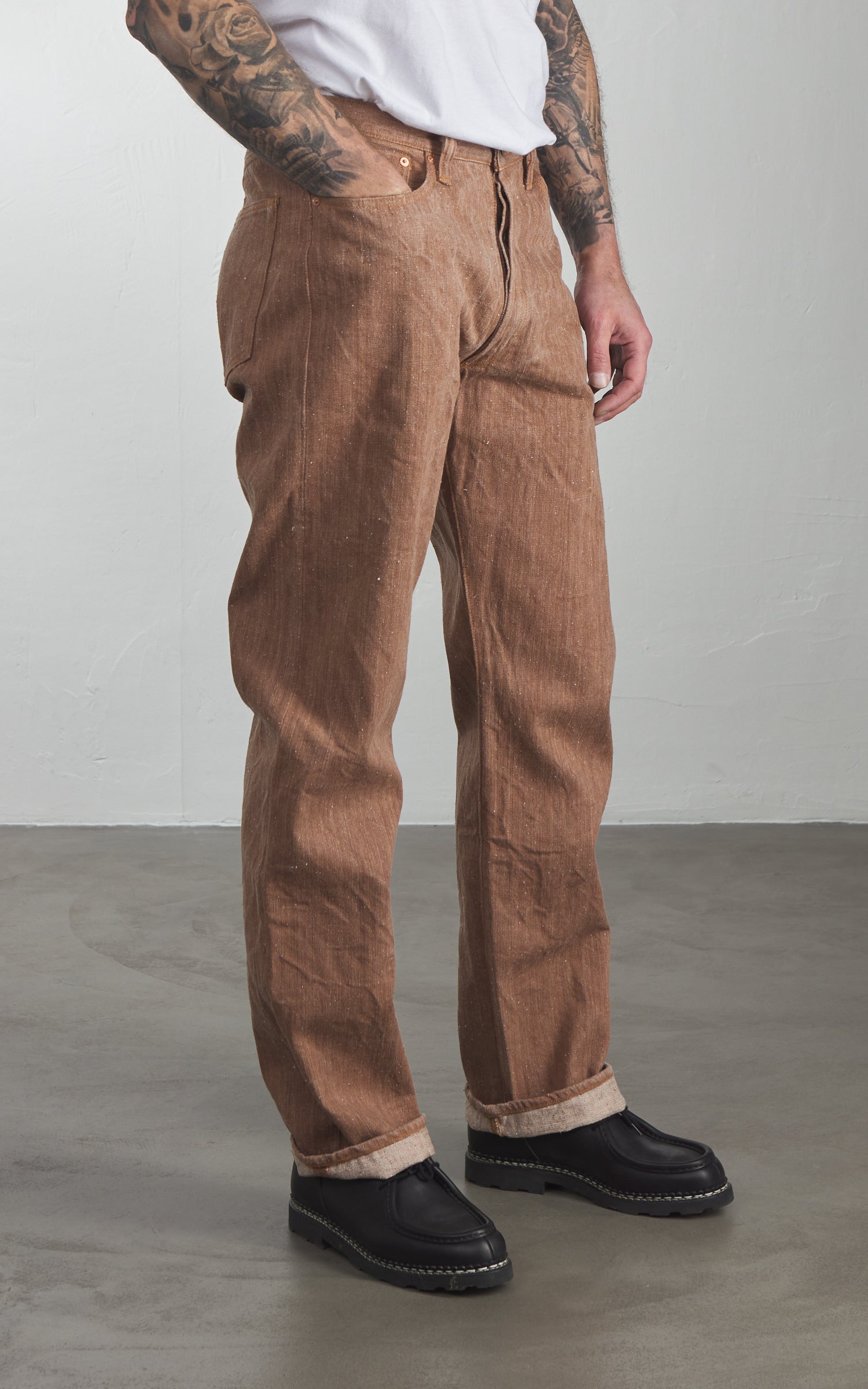Graph Zero Natural Dyed Regular Straight Jeans Persimmon Tannin 13oz