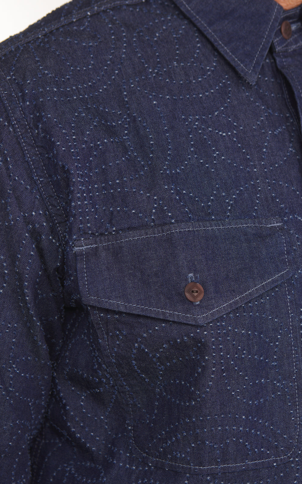 Graph Zero Officer L/S Hemd Flowers Indigo