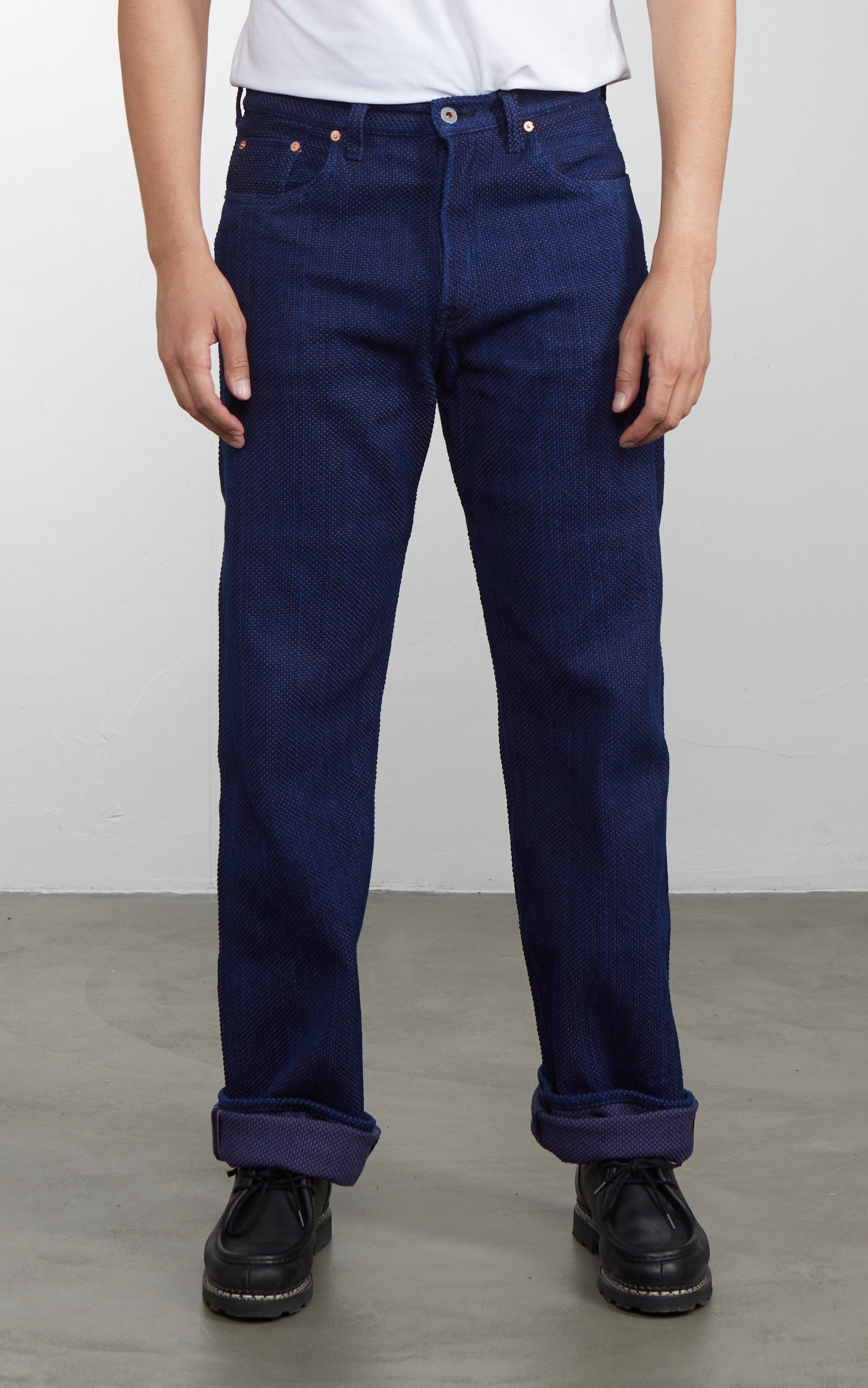 Graph Zero Sashiko Loose Straight Selvedge Indigo
