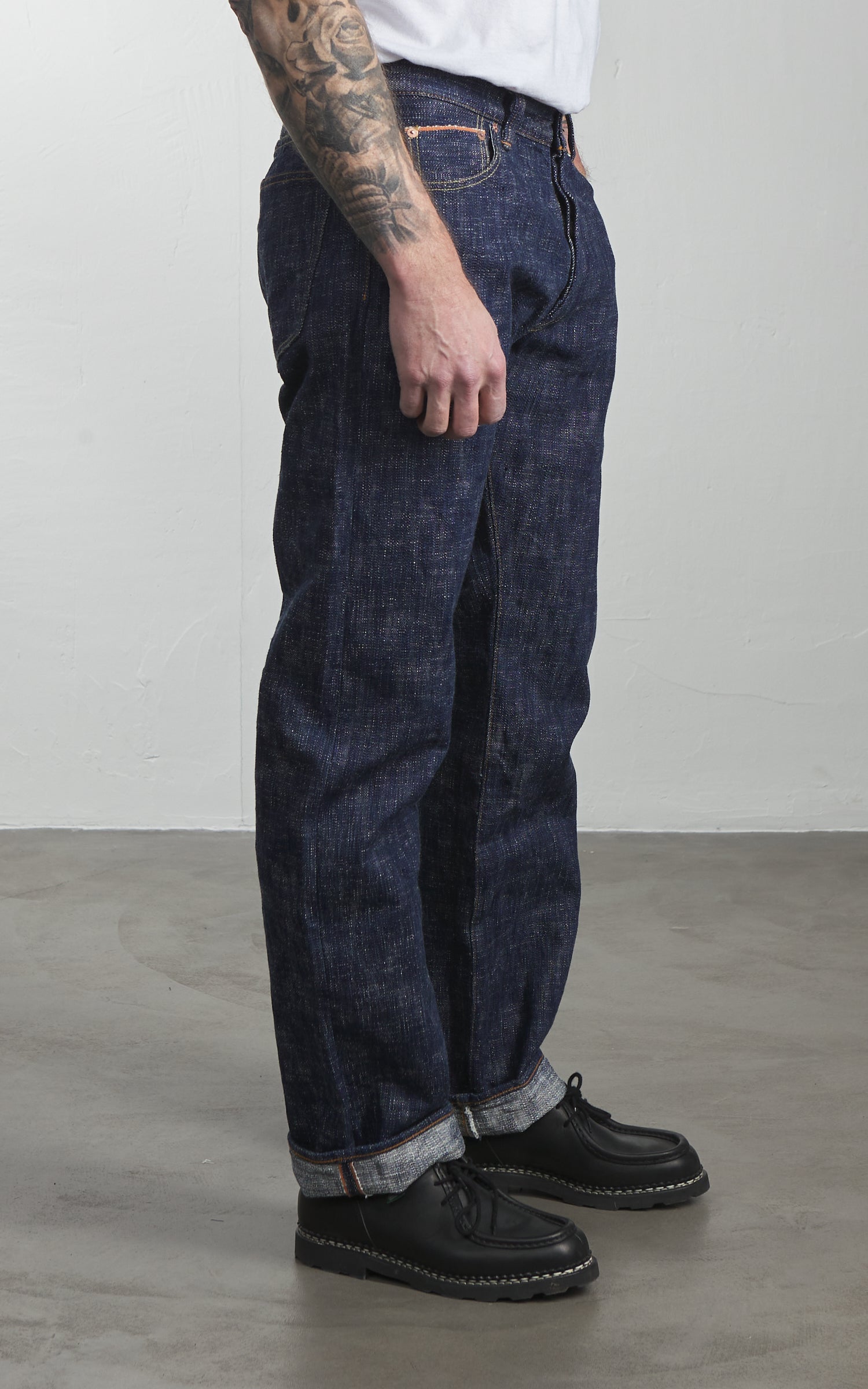 Graph Zero Skein Dyed Slim Straight Jeans Green/Indigo 15oz