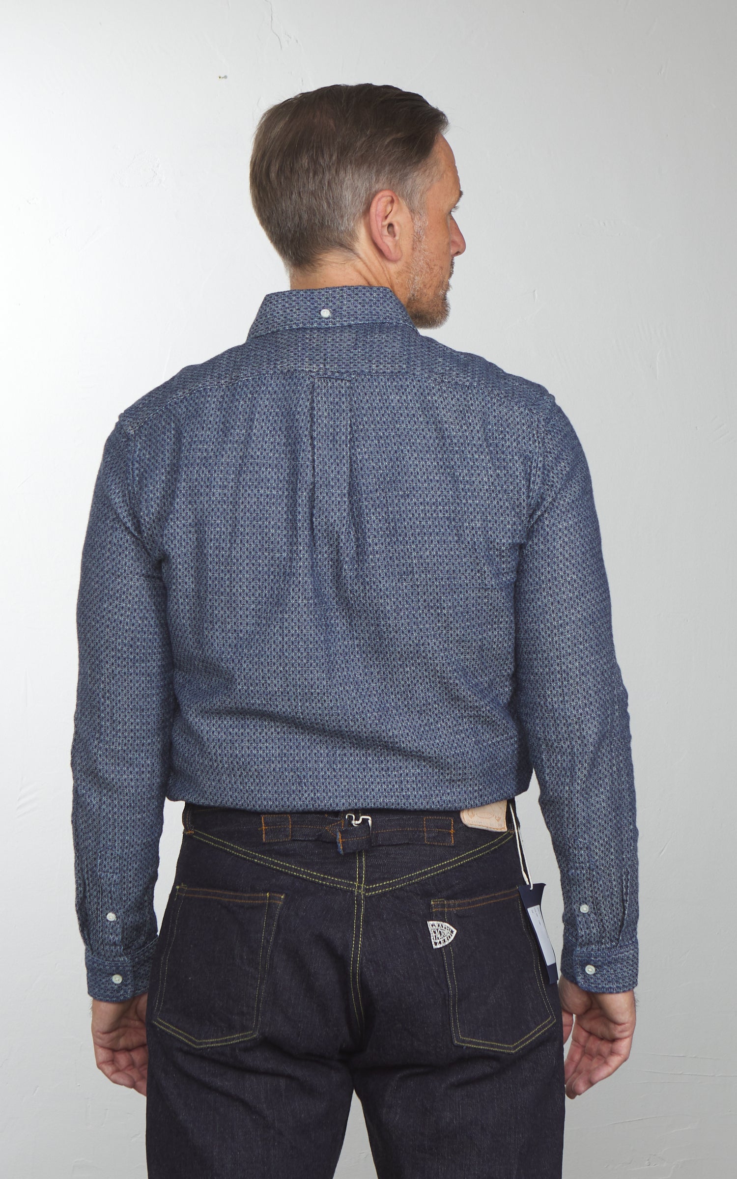Graph Zero Standard Selvedge Button-Down Shirt White