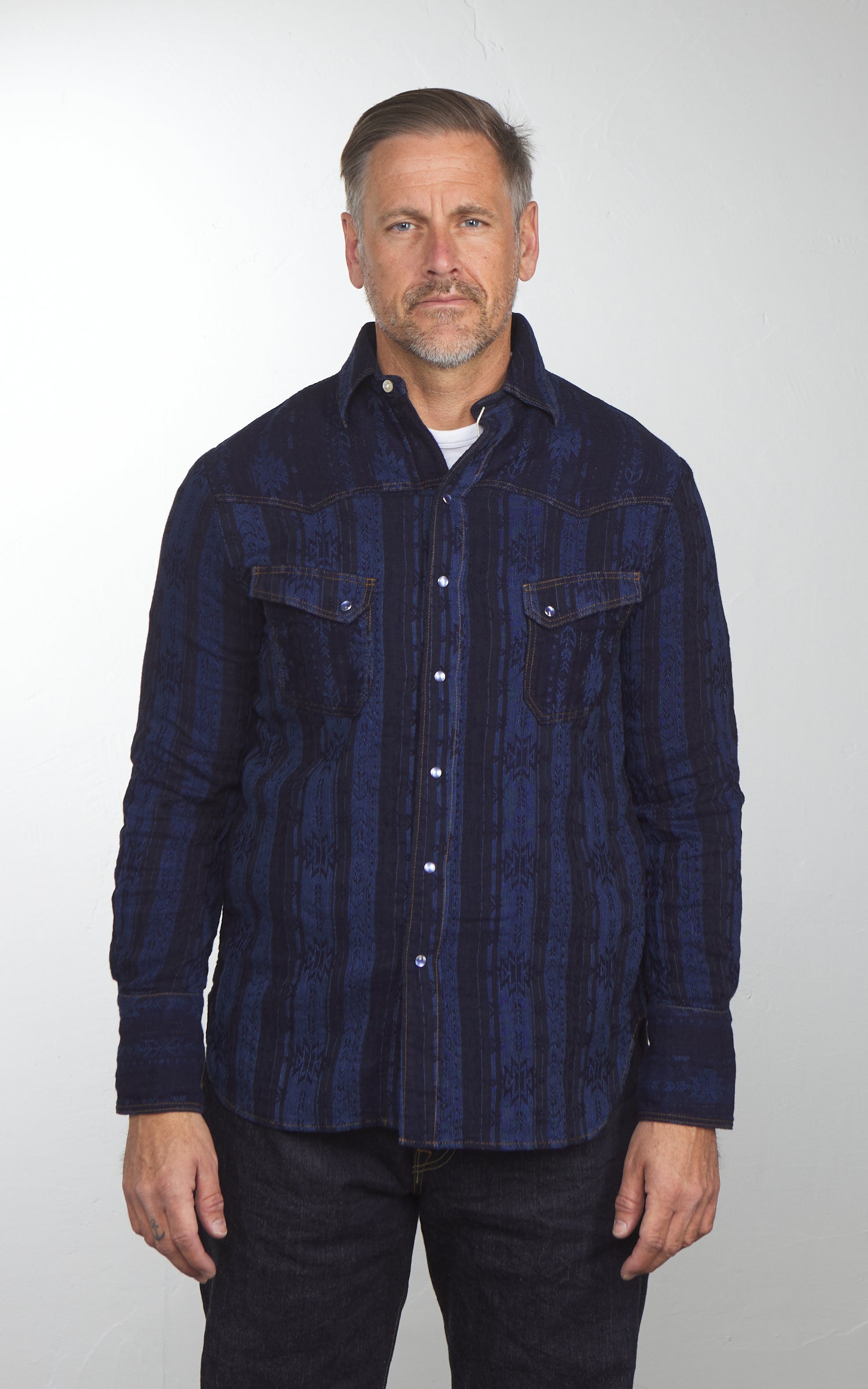 Graph Zero Officer L/S Shirt Indigo Plaid