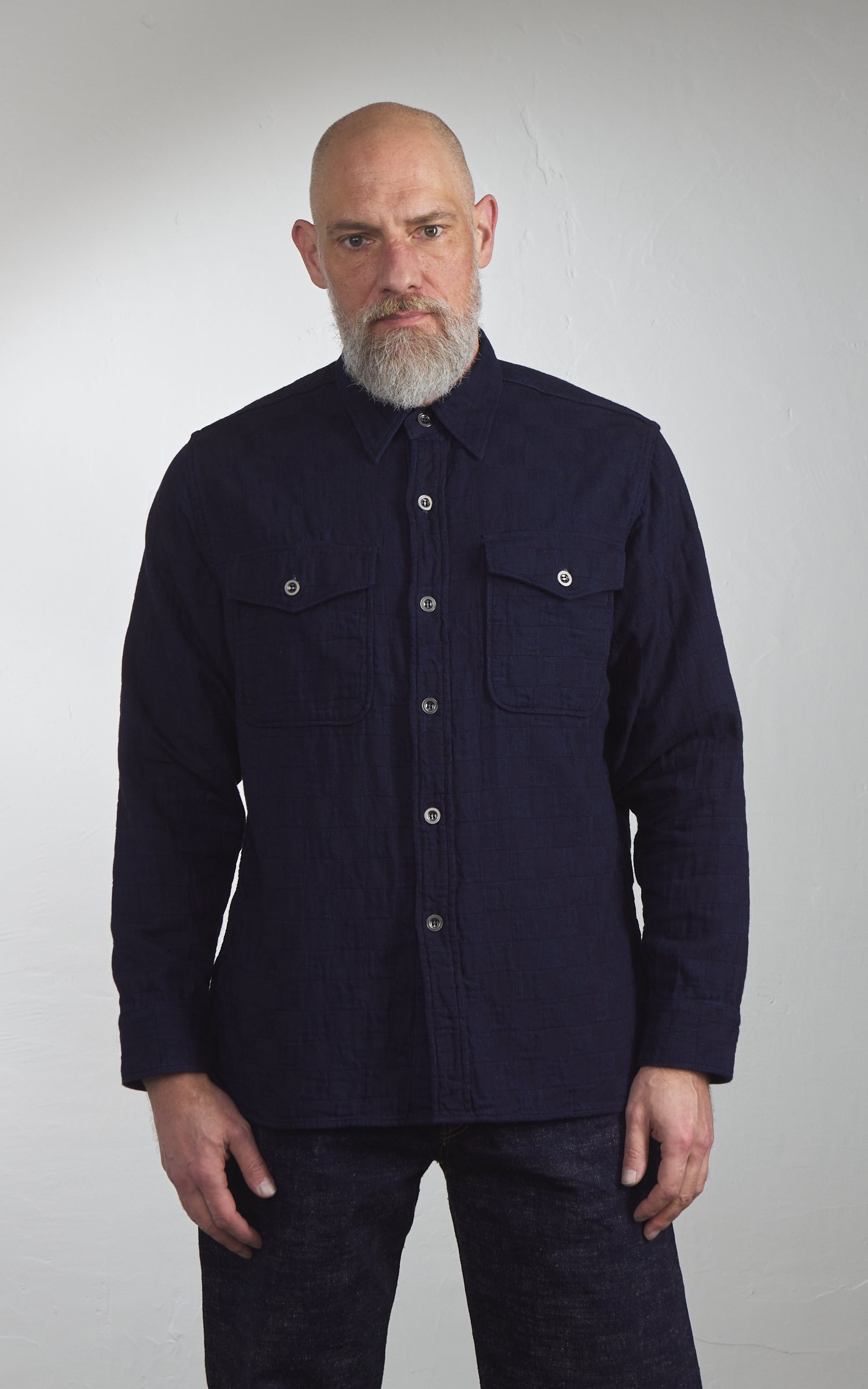 Graph Zero Officer L/S Shirt Indigo Plaid