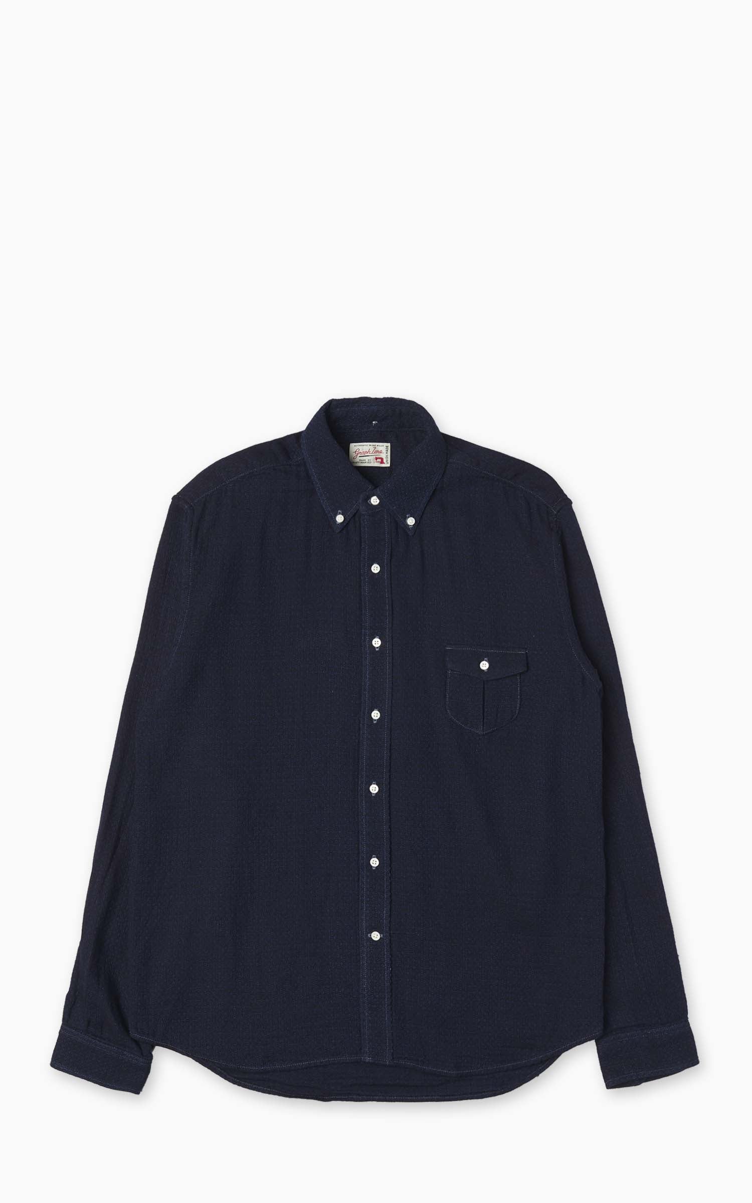 Graph Zero Standard Selvedge Button-Down Shirt Indigo