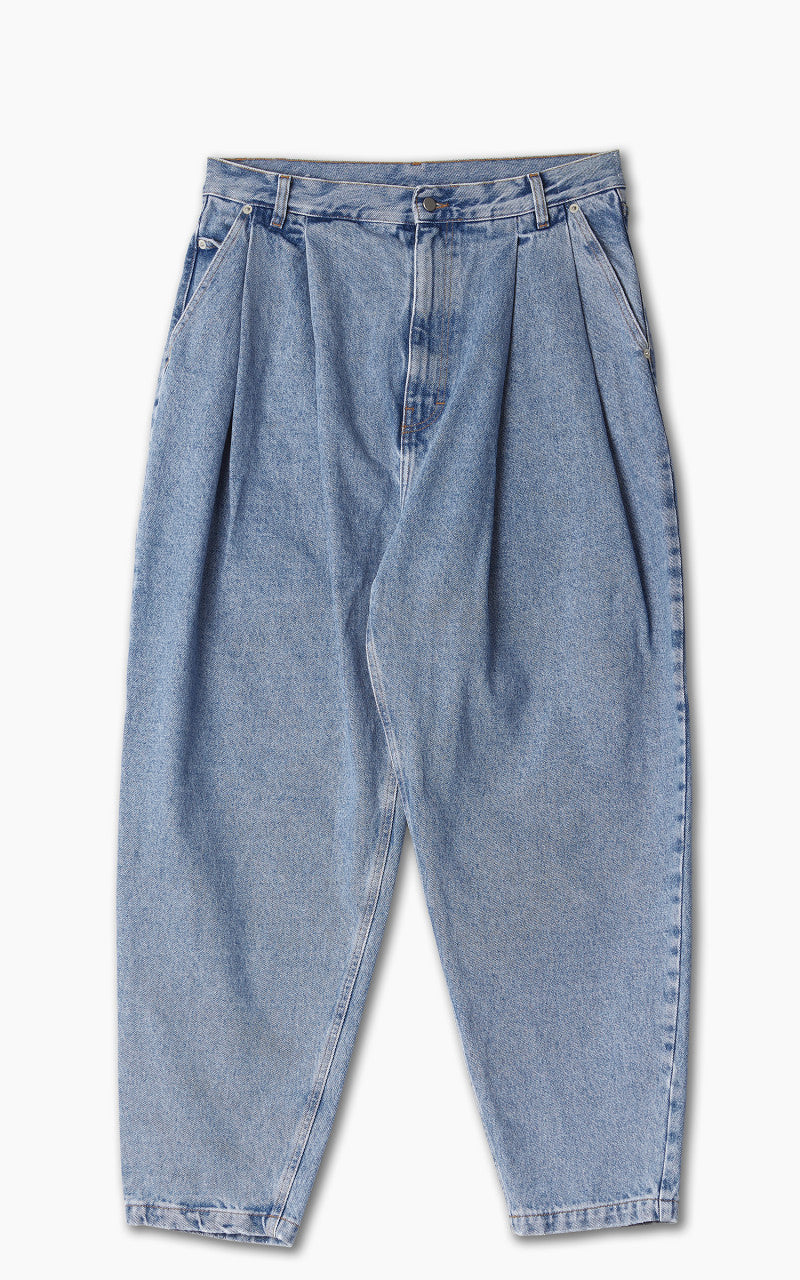 Hed Mayner Pleated Denim Blue Stone Washed