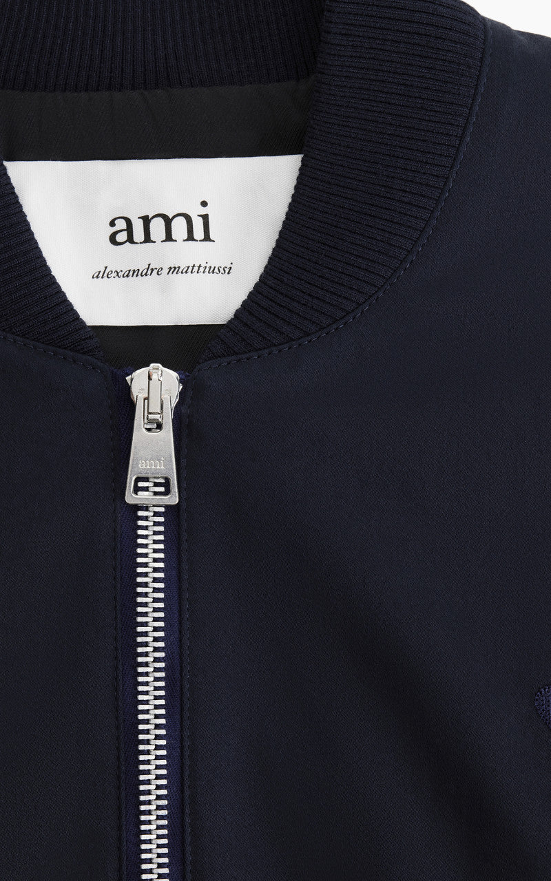 AMI Paris Zipped Bomber Jacket Nautic Blue