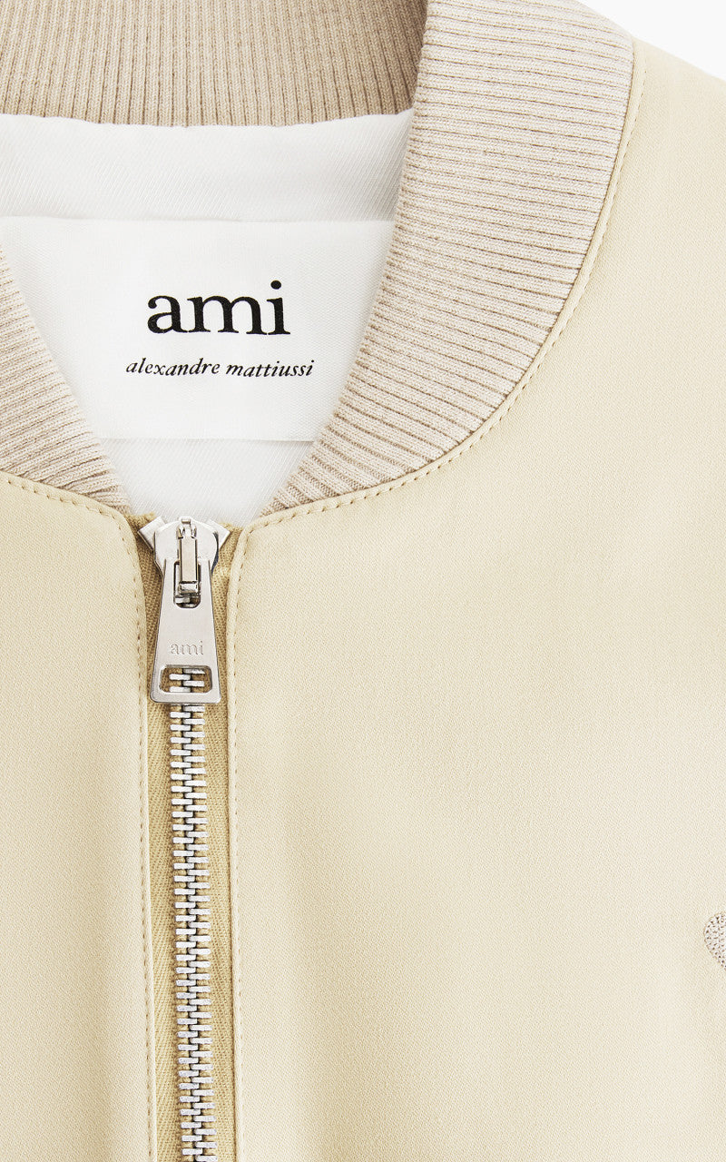 AMI Paris Zipped Bomber Jacket Vanilla