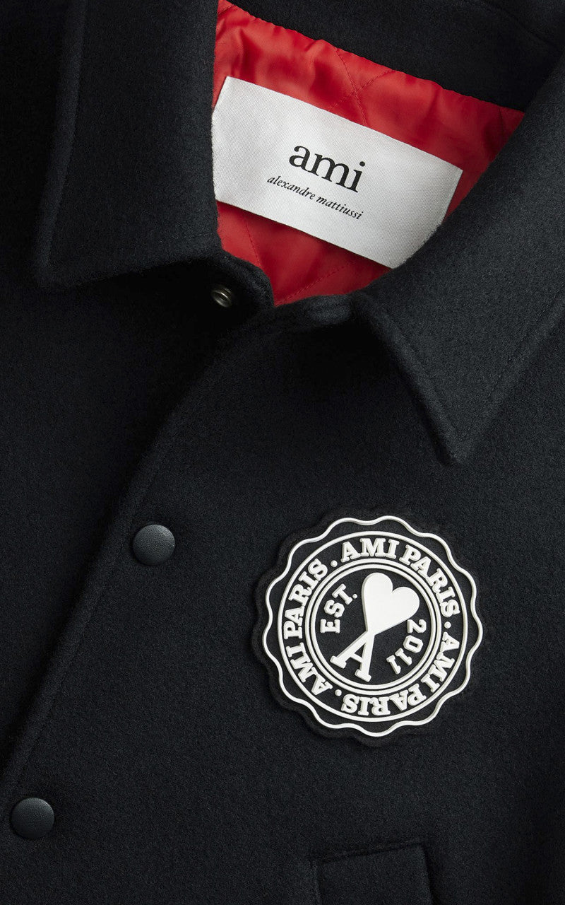 AMI Paris Ami De Coeur Patch Teddy Jacket Black