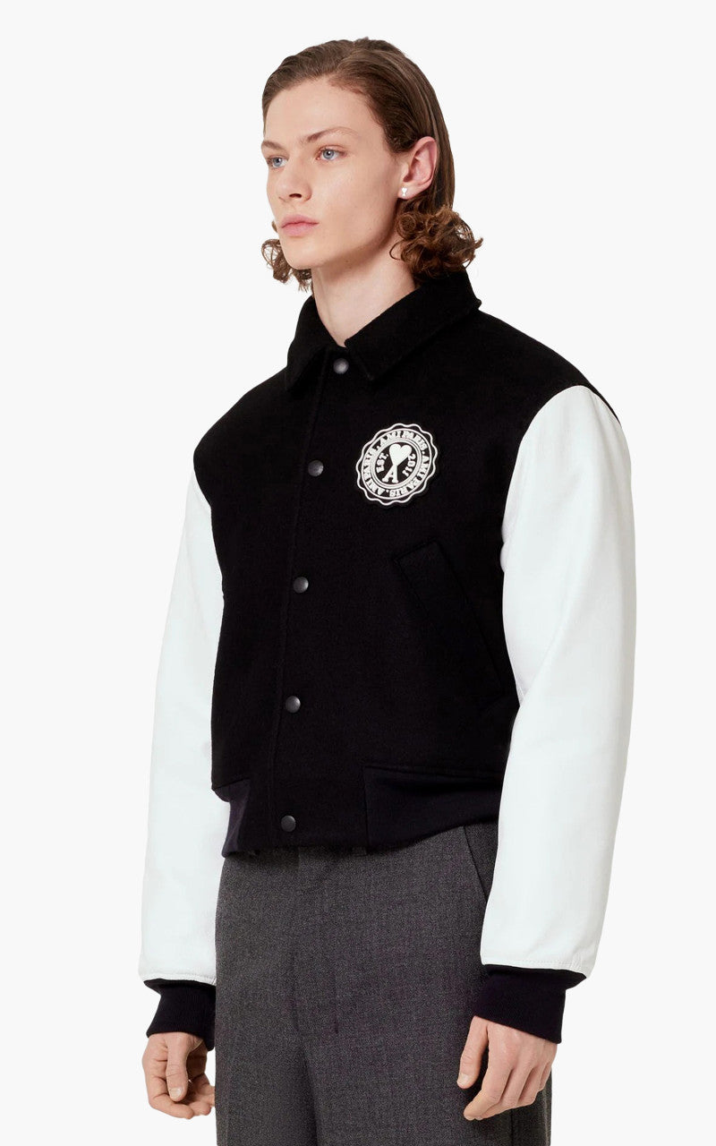 AMI Paris Ami De Coeur Patch Teddy Jacket Black