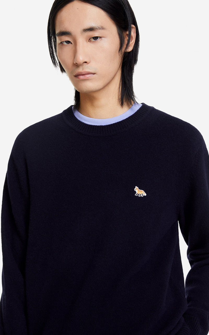 Maison Kitsuné Baby Fox Patch Cosy R-Neck Pullover Navy