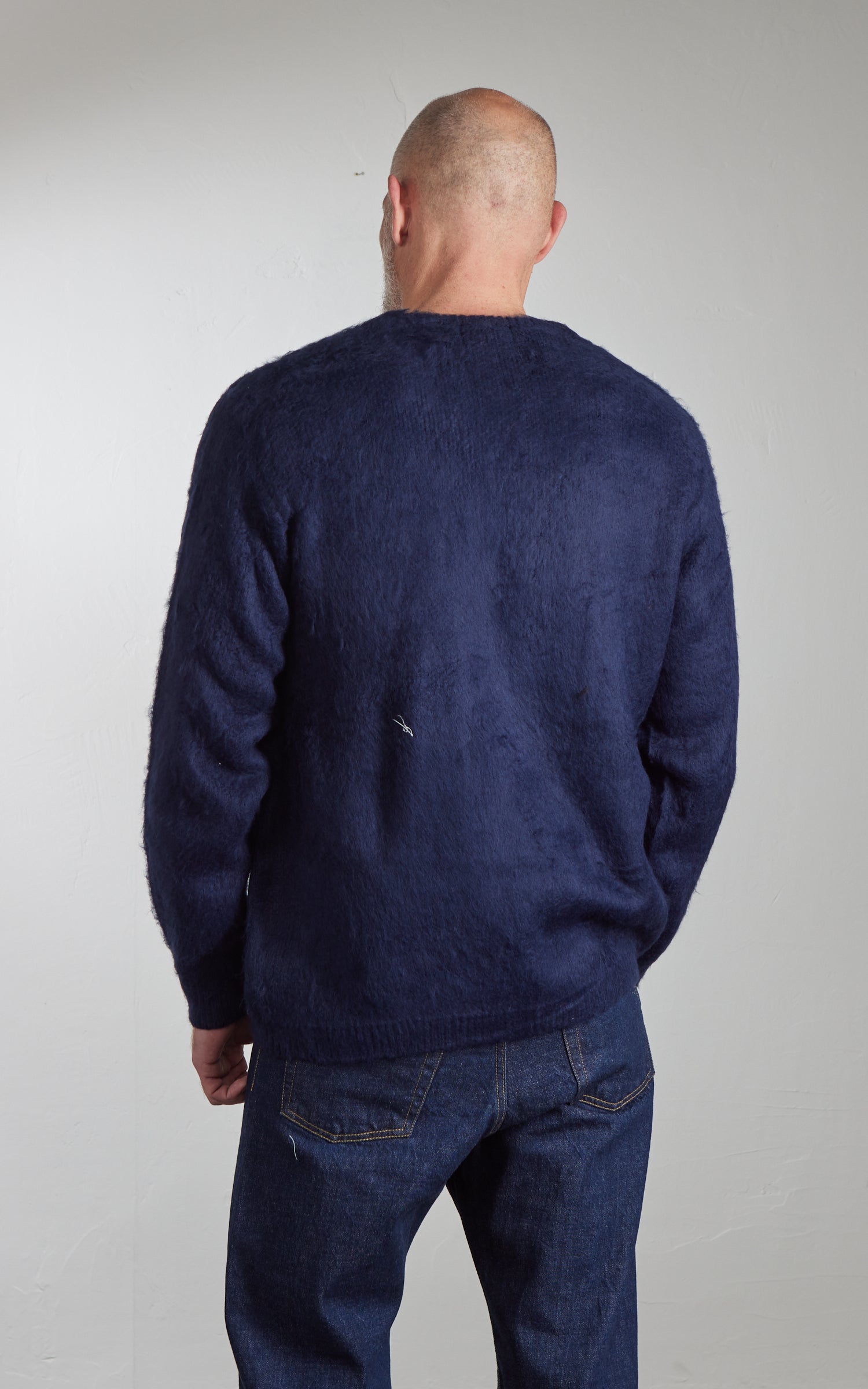 Houston UNIVERD72 Mohair Touch Brushed Cardigan Navy