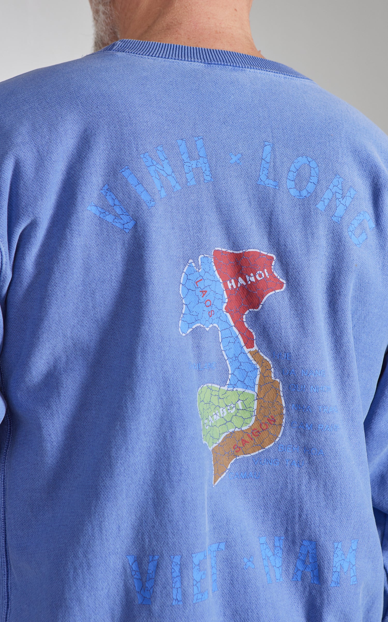 Houston Pigment Dyed Vietnam Map Sweatshirt Blue