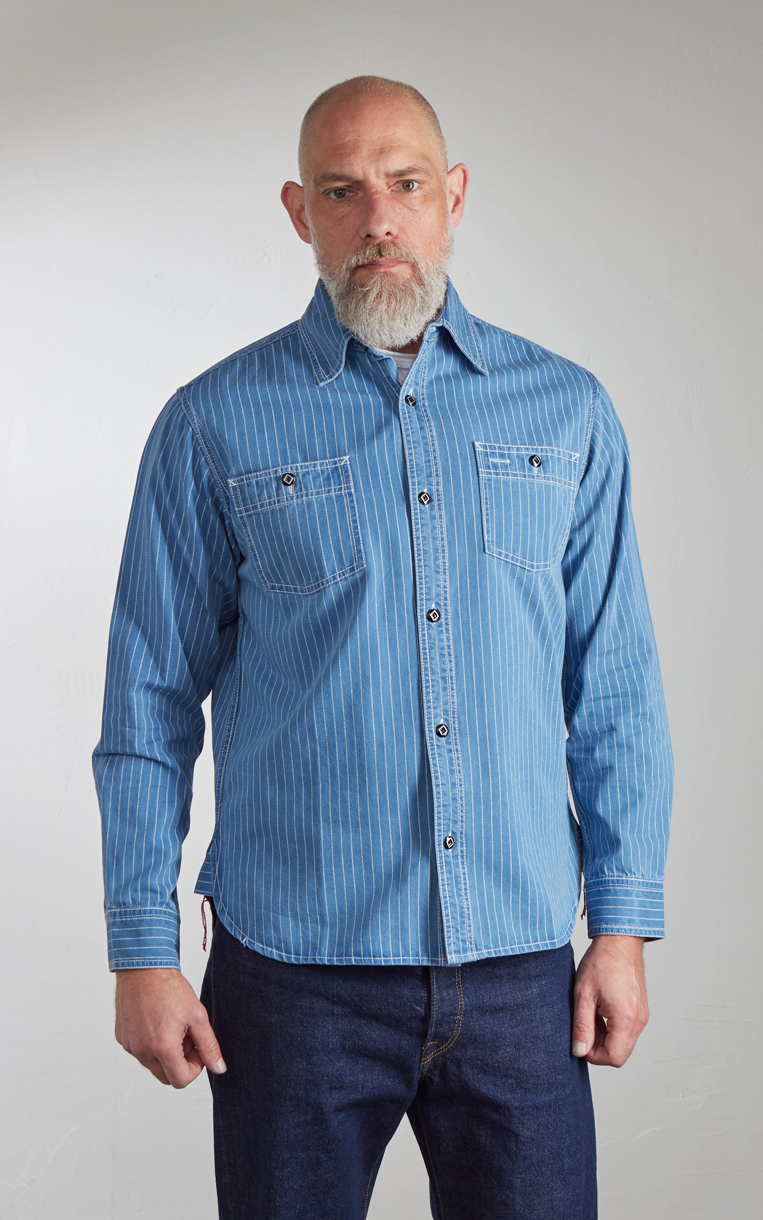 Houston Indigo Wabash Work Shirt Vintage Wash Indigo