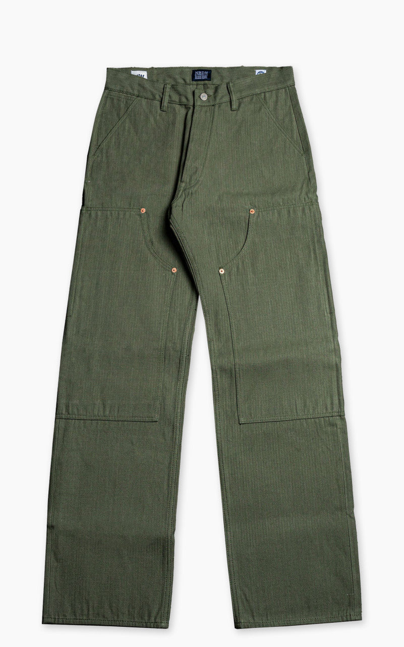 NBDN Haven Herringbone Selvedge Carpenter Pants Olive Green 15.5oz