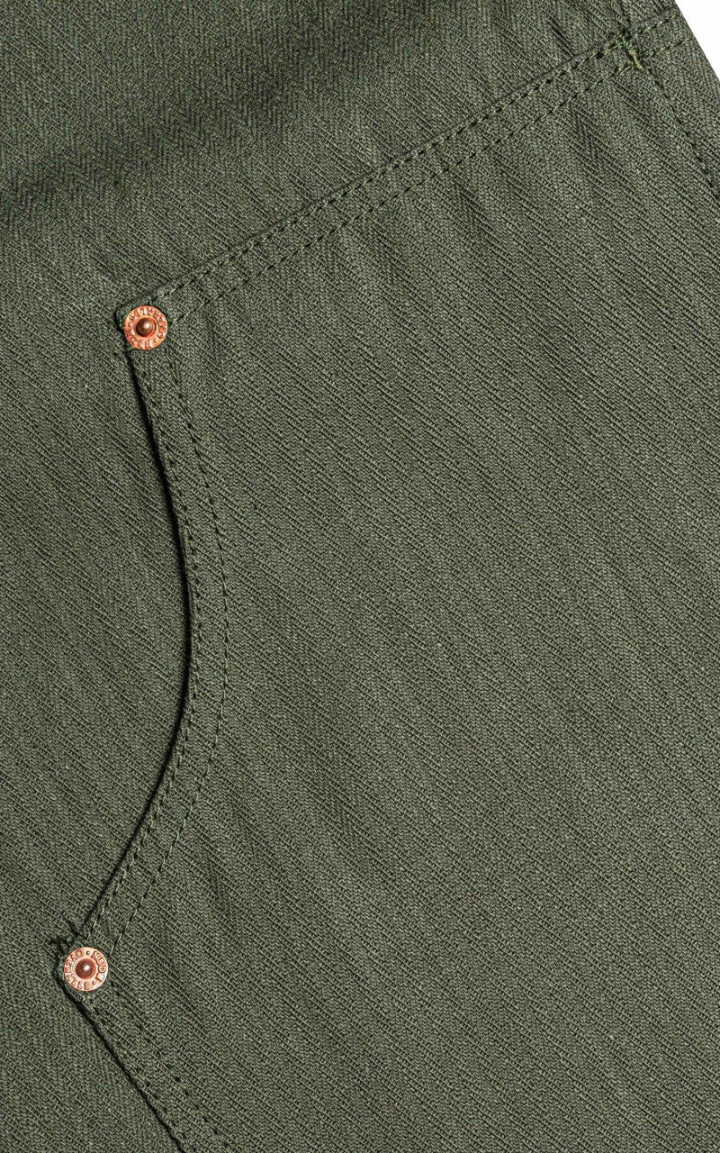 NBDN Haven Herringbone Selvedge Carpenter Pants Olive Green 15.5oz