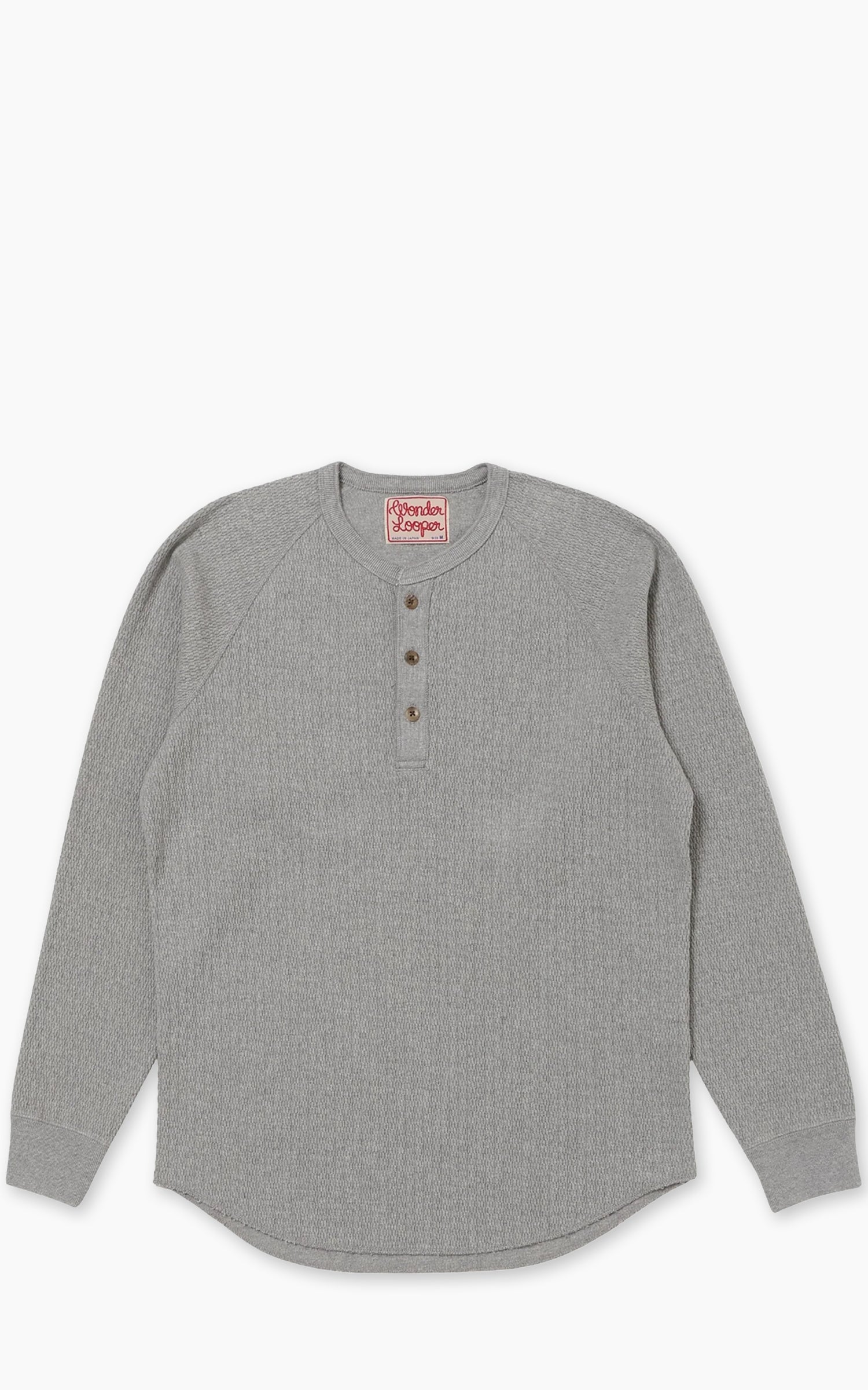 Wonder Looper Henley Cashmere Blend Honeycomb Heather Grey